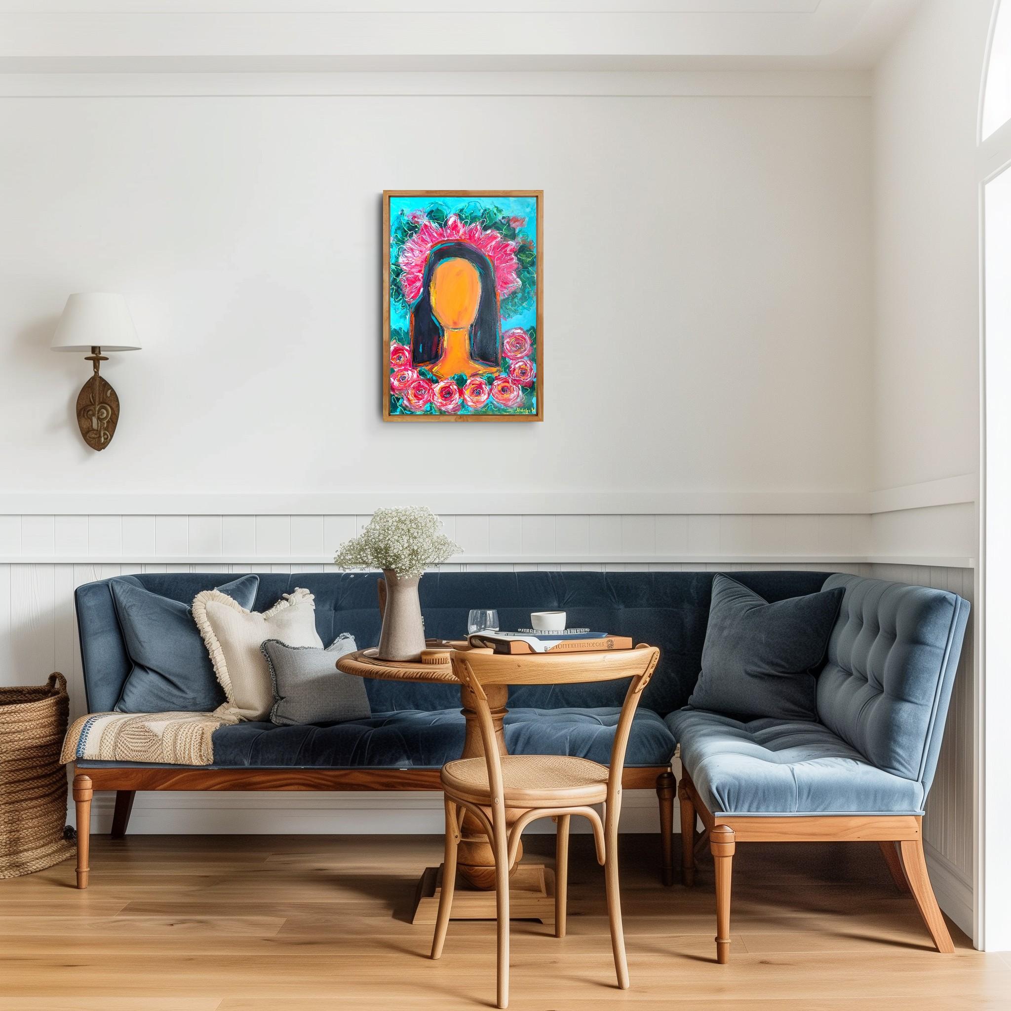 Zeitgenössisches großes figuratives Gemälde inspiriert von Frida Kahlo 