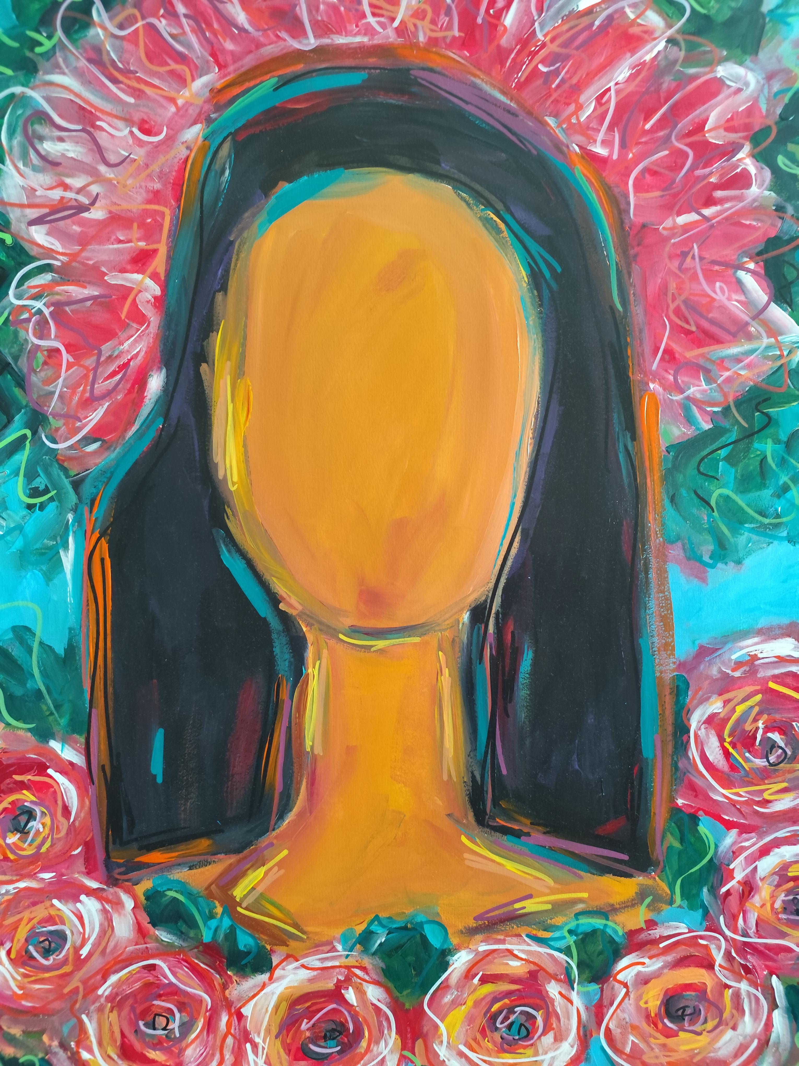 Zeitgenössisches großes figuratives Gemälde inspiriert von Frida Kahlo 