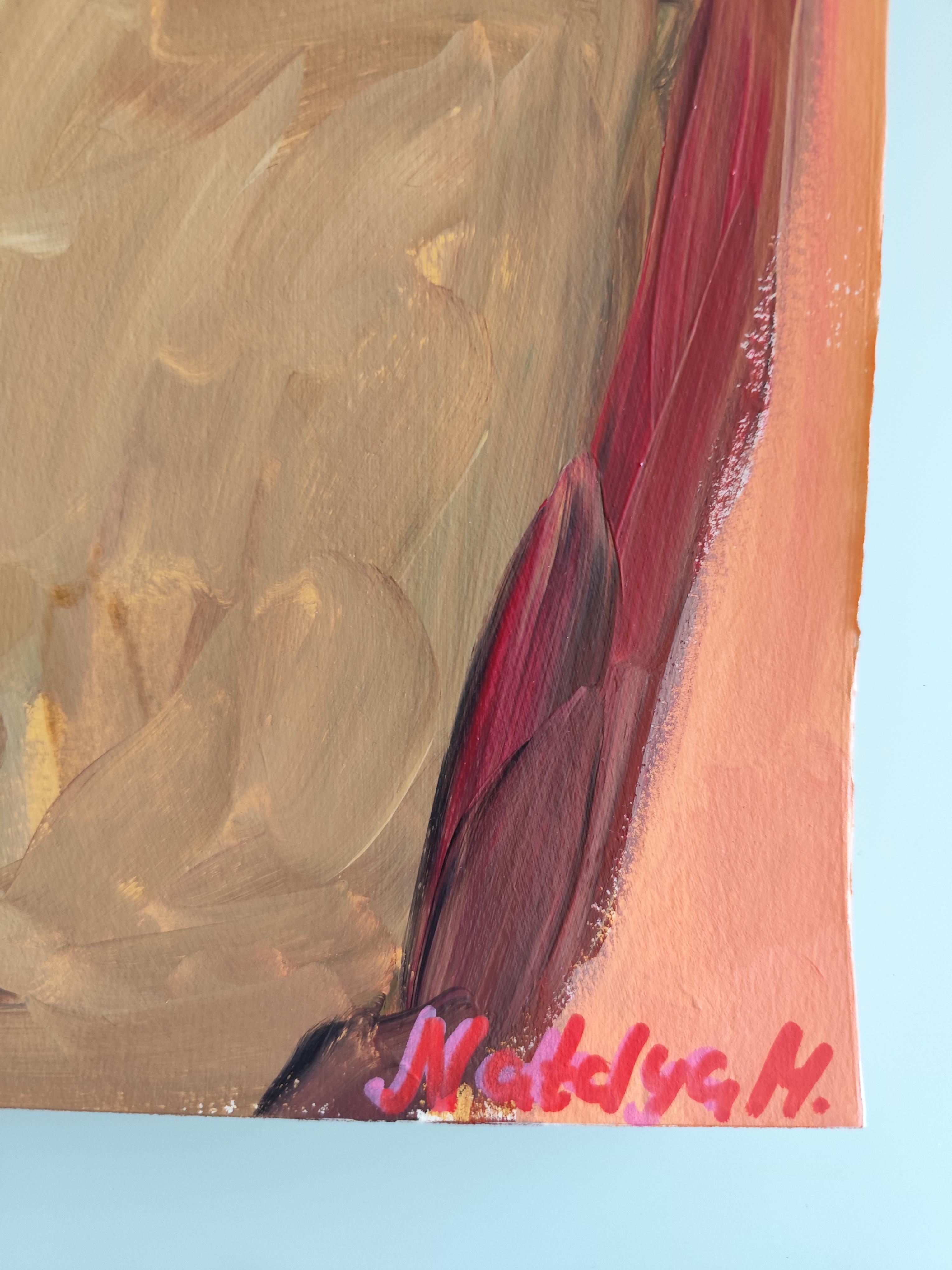 Zeitgenössisches großes figuratives Gemälde von Frauen auf Papier 