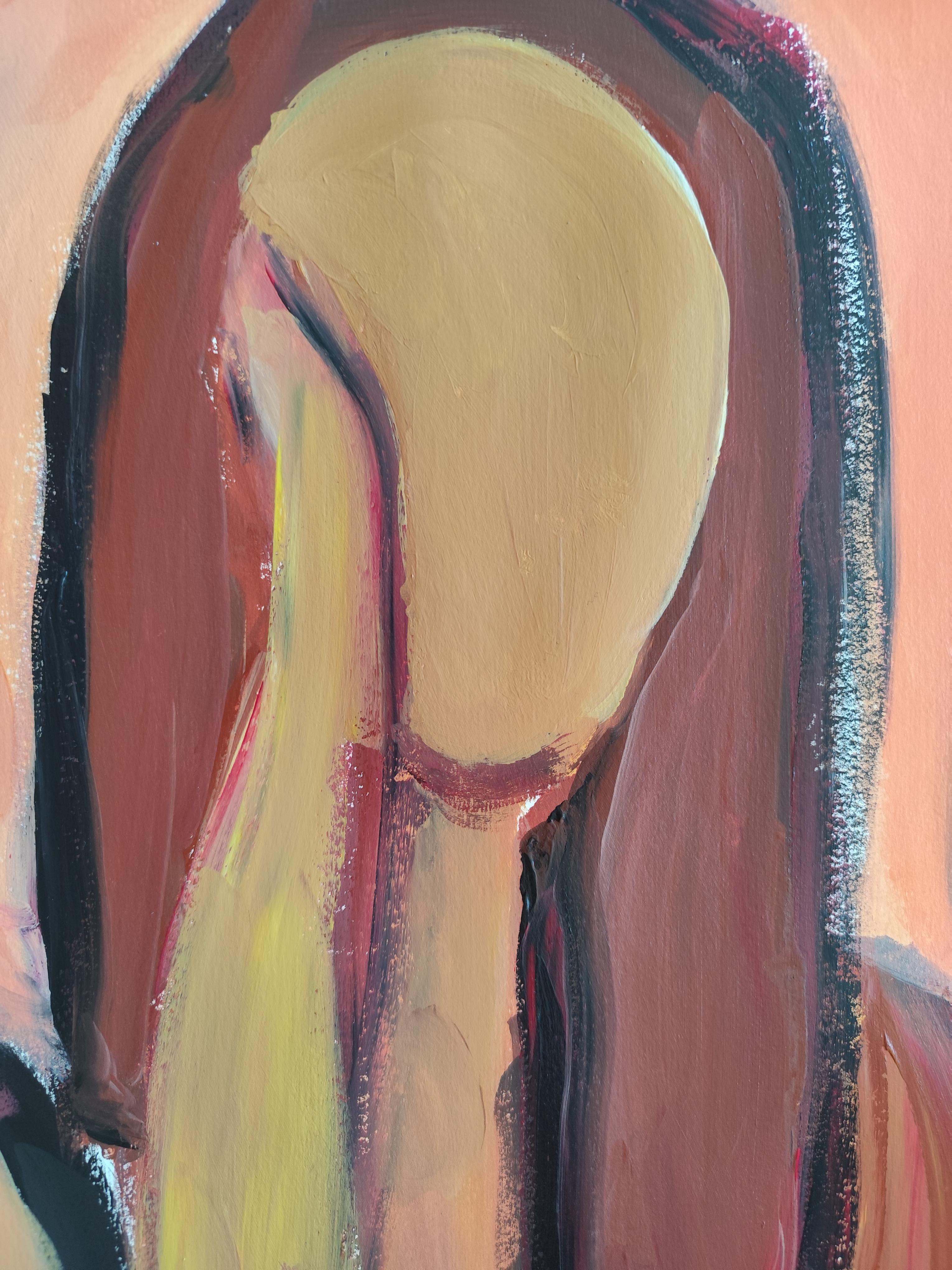 Zeitgenössisches großes figuratives Gemälde von Frauen auf Papier 