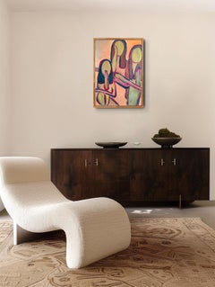 Contemporary large figurative painting of women on paper "Bound in grace"