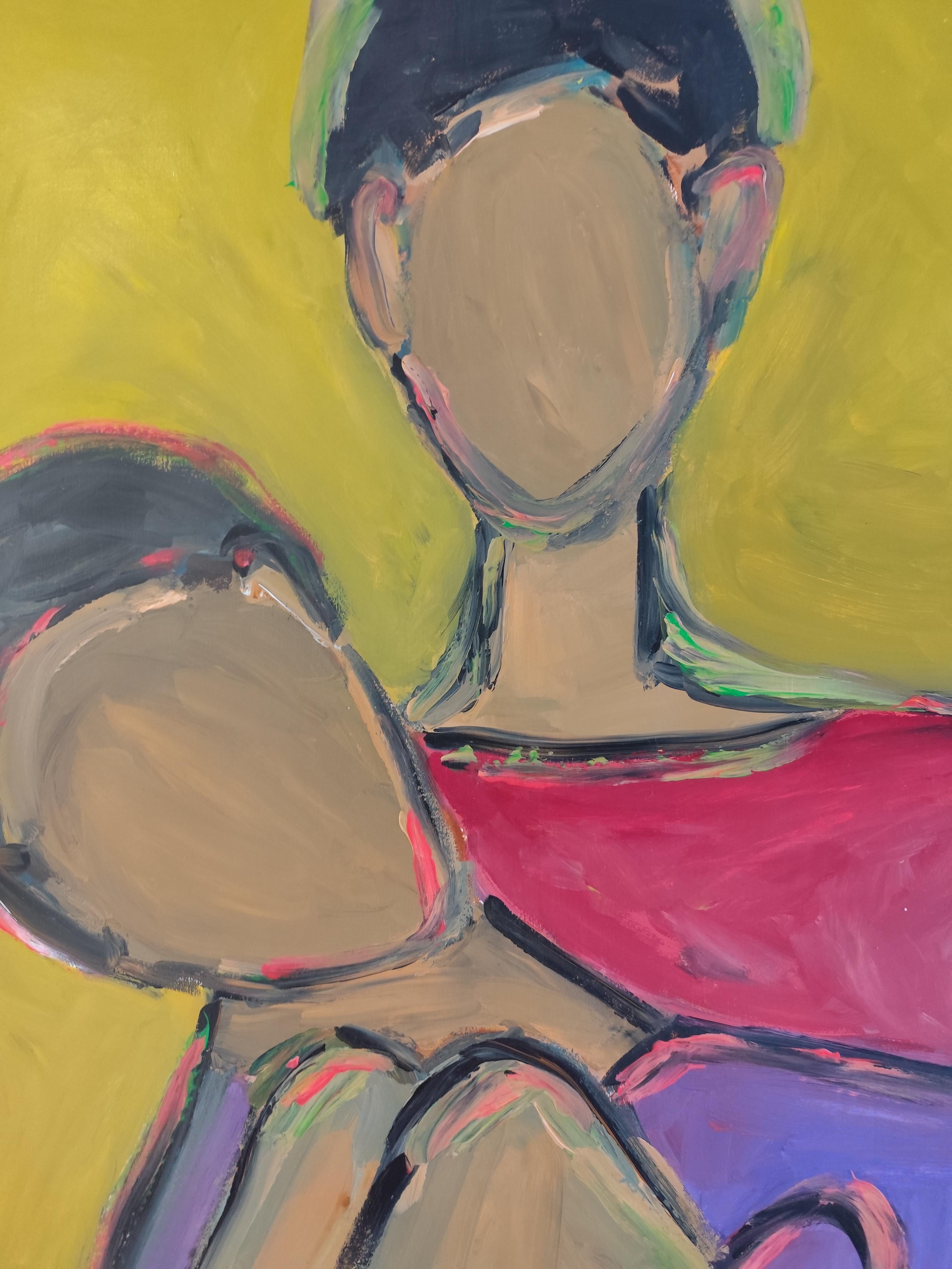 Contemporary large figurative painting of women on paper 