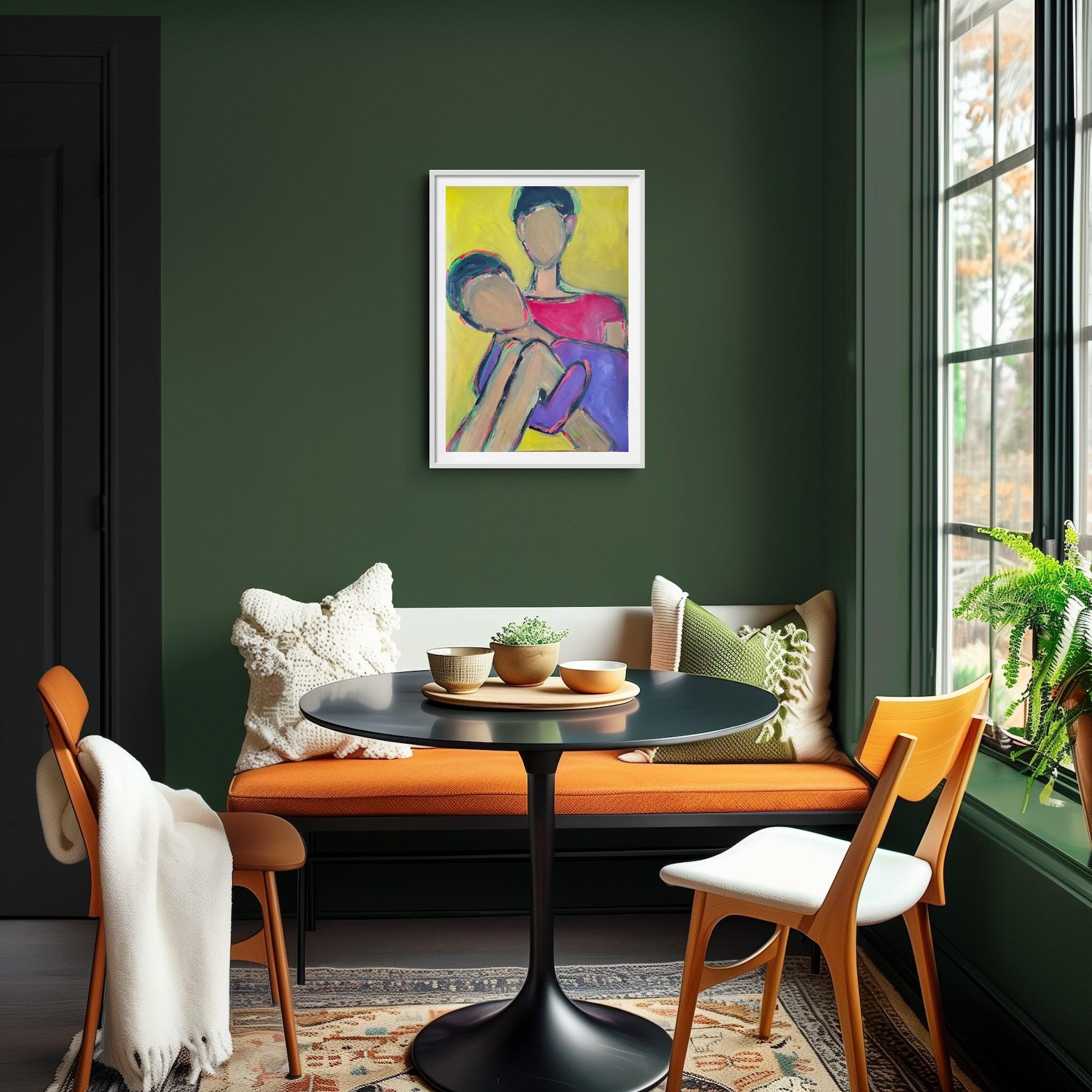 Contemporary large figurative painting of women on paper 