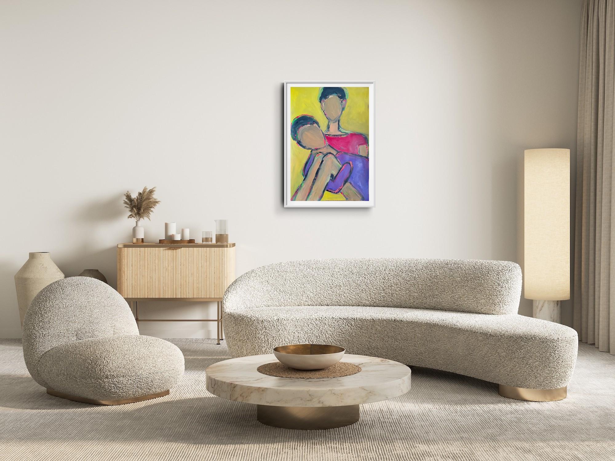 Contemporary large figurative painting of women on paper 