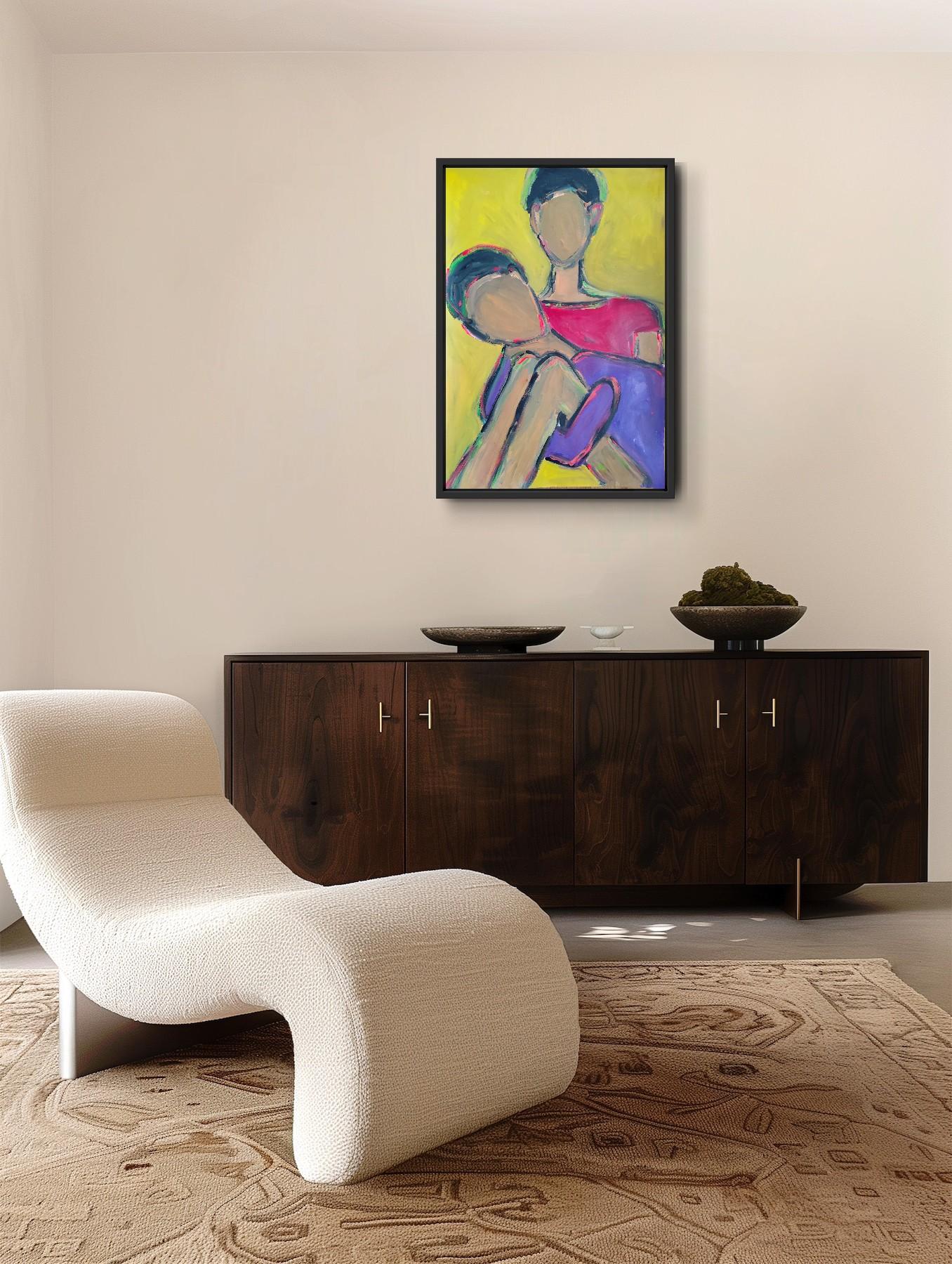 “Invisible Thread” is a contemporary figurative–abstract painting by French artist Natalya Mougenot, part of her ongoing series dedicated to women, emotional connection, and the unseen bonds that hold human relationships together.

In this