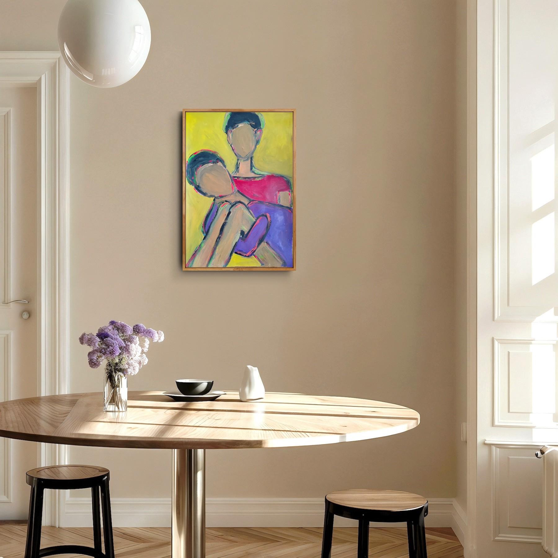 Contemporary large figurative painting of women on paper 