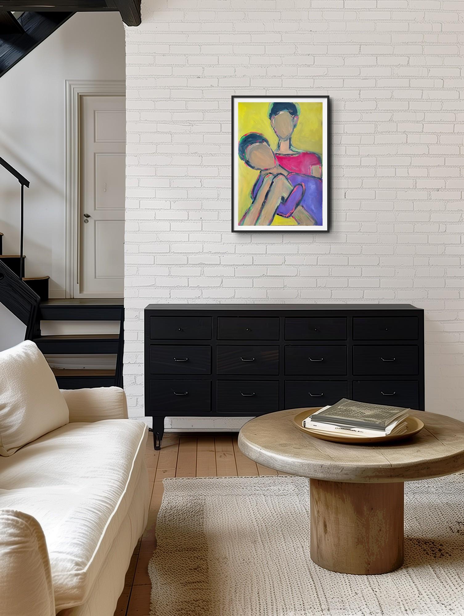 Contemporary large figurative painting of women on paper 