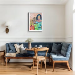 Contemporary large figurative painting of women on paper "The Bonded Three"