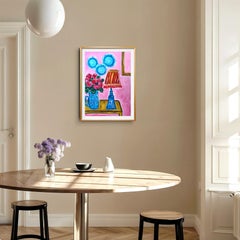 Zeitgenössische große lebendige figurative Stillleben florale Malerei "Quiet Herd"