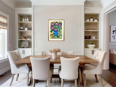 Contemporary original still life painting vase bouquet "Chromatic dialogue"