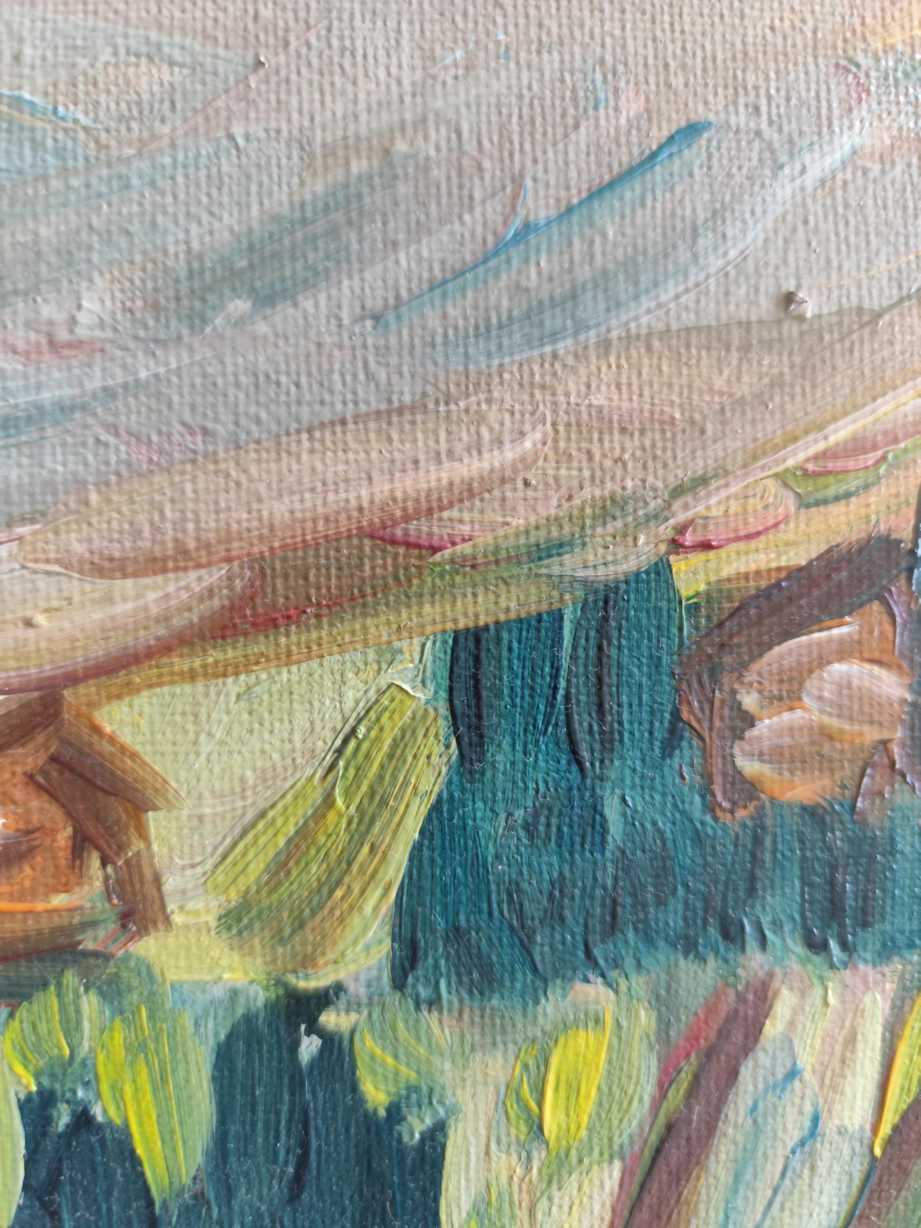 Quadro semi-astratto contemporaneo ad olio su tela 