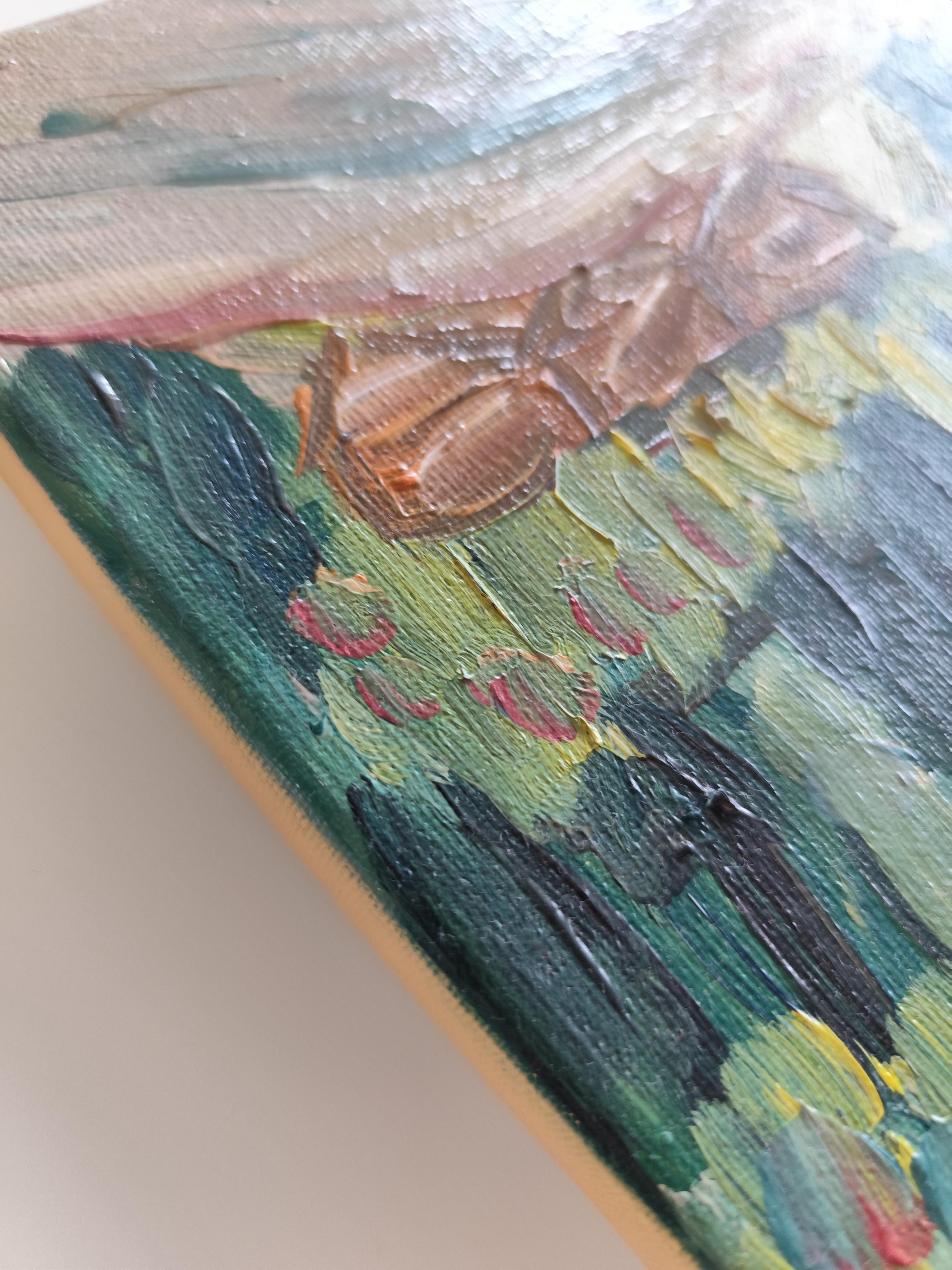 Quadro semi-astratto contemporaneo ad olio su tela 