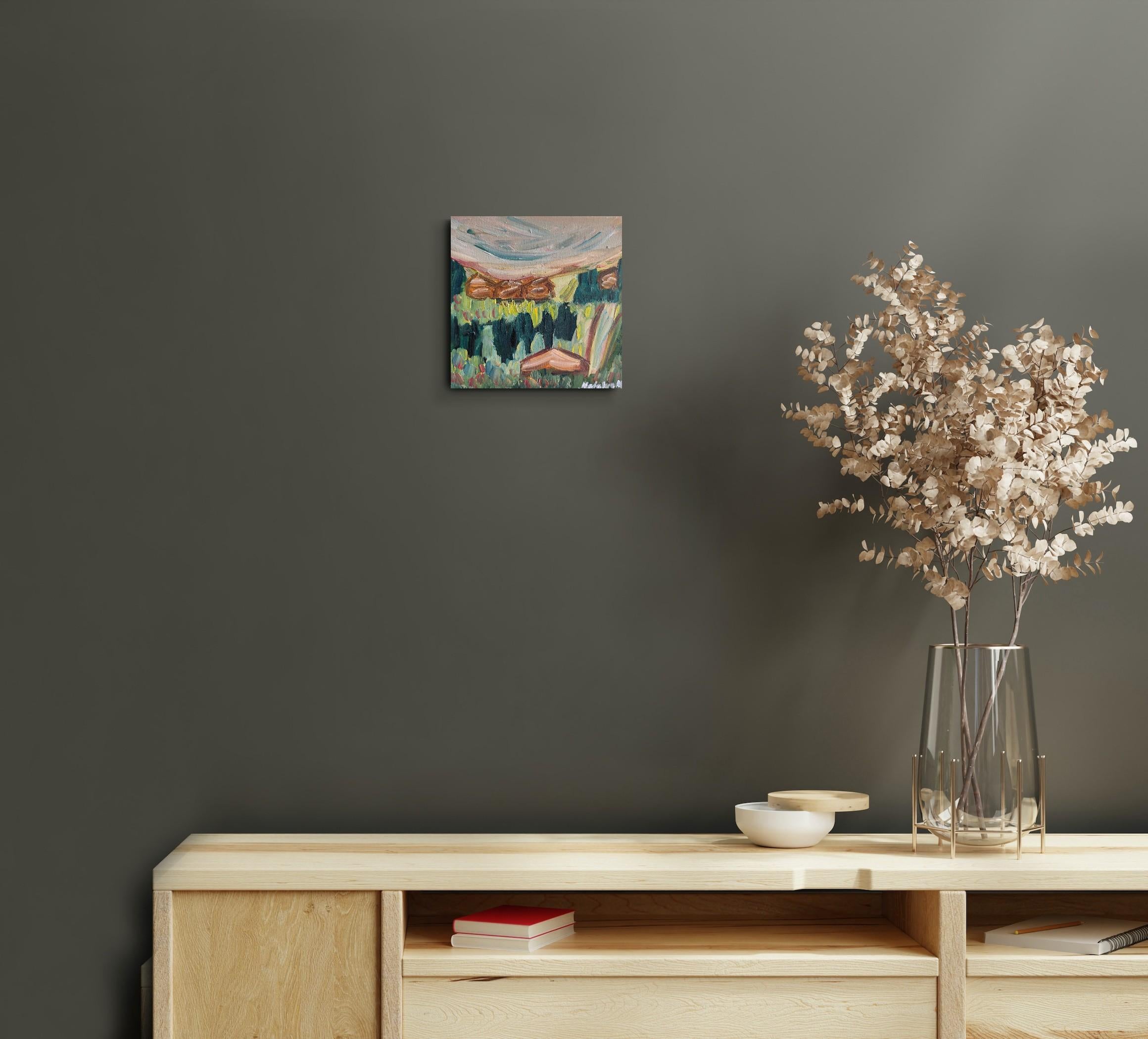Quadro semi-astratto contemporaneo ad olio su tela 
