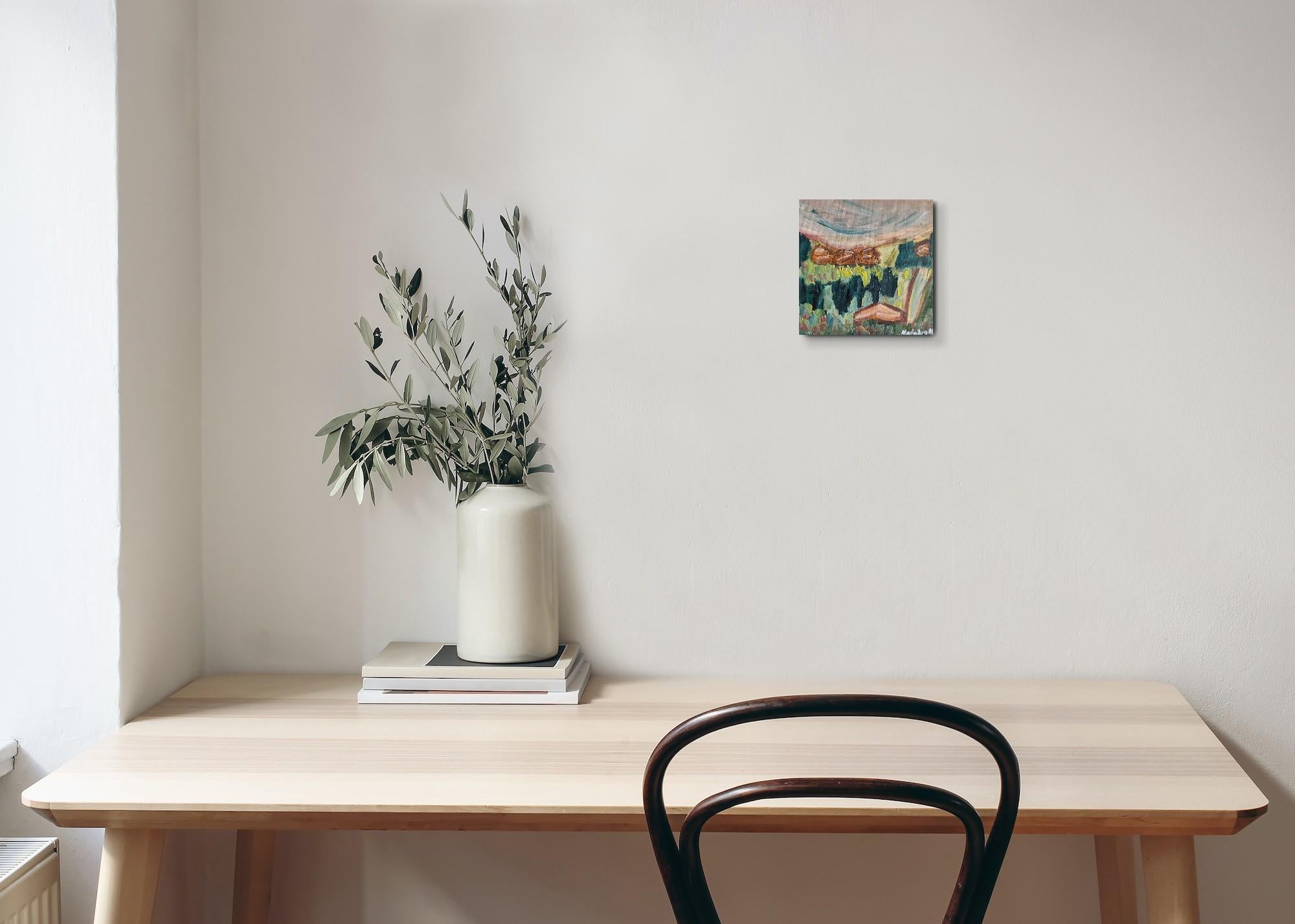Quadro semi-astratto contemporaneo ad olio su tela 