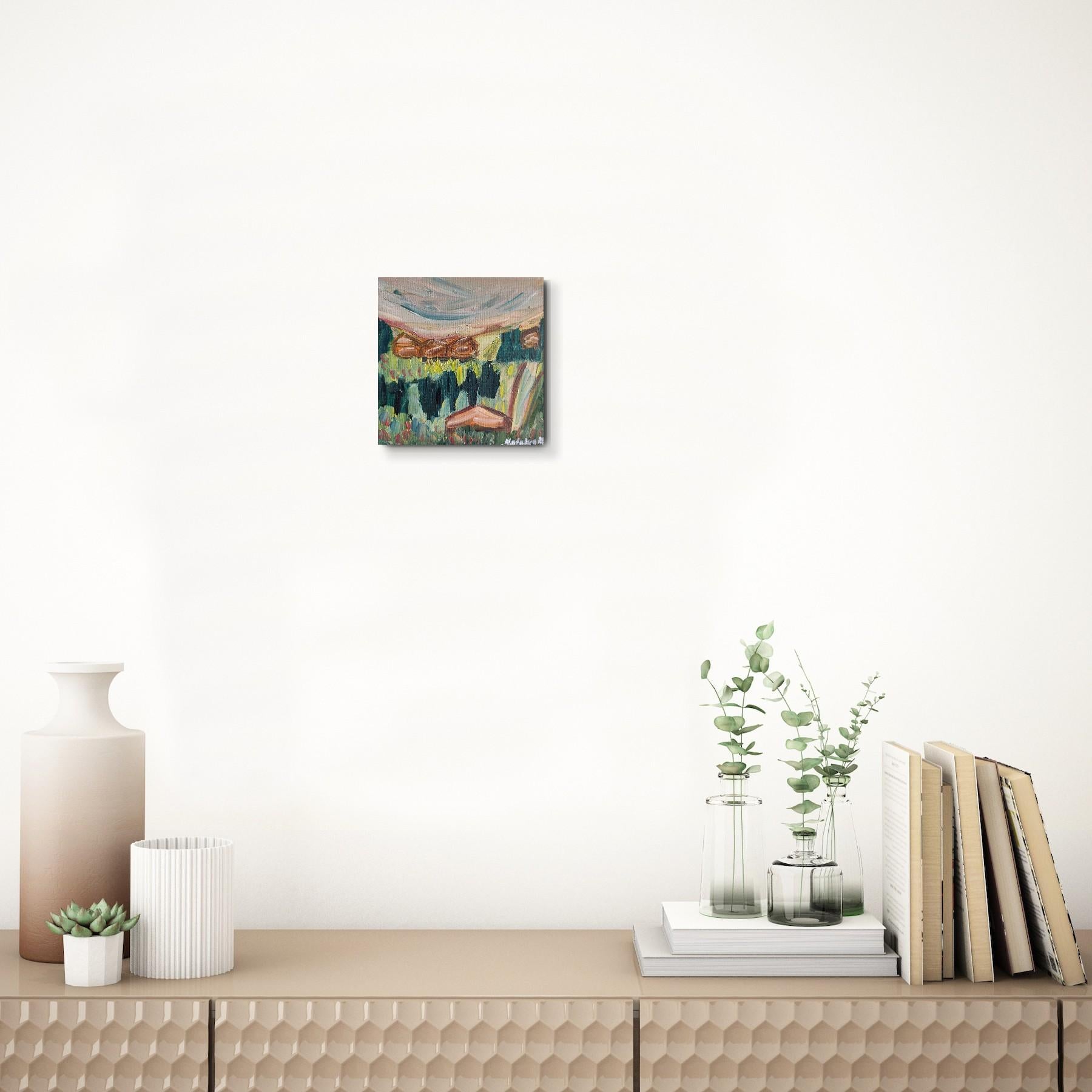 Quadro semi-astratto contemporaneo ad olio su tela 