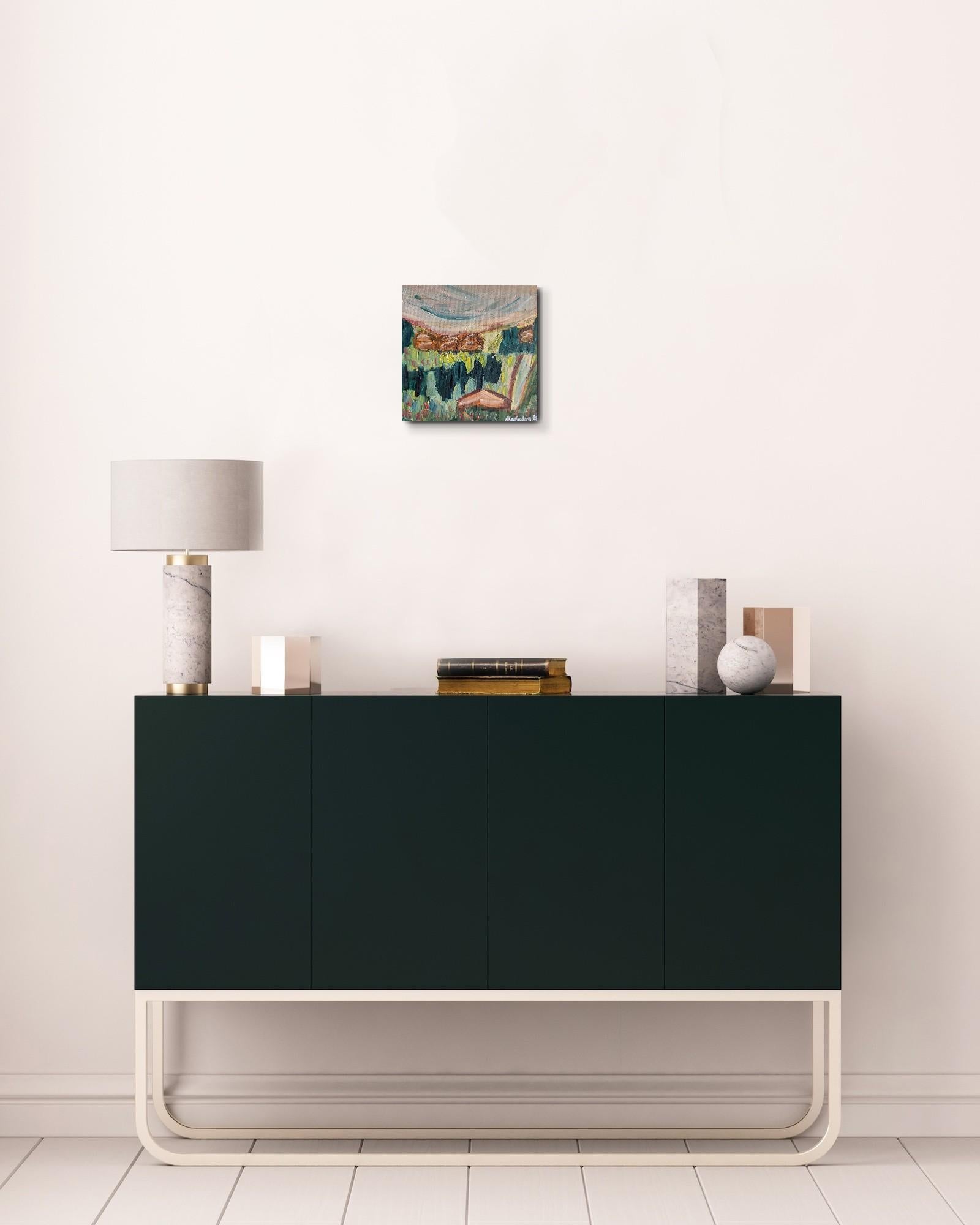 Quadro semi-astratto contemporaneo ad olio su tela 