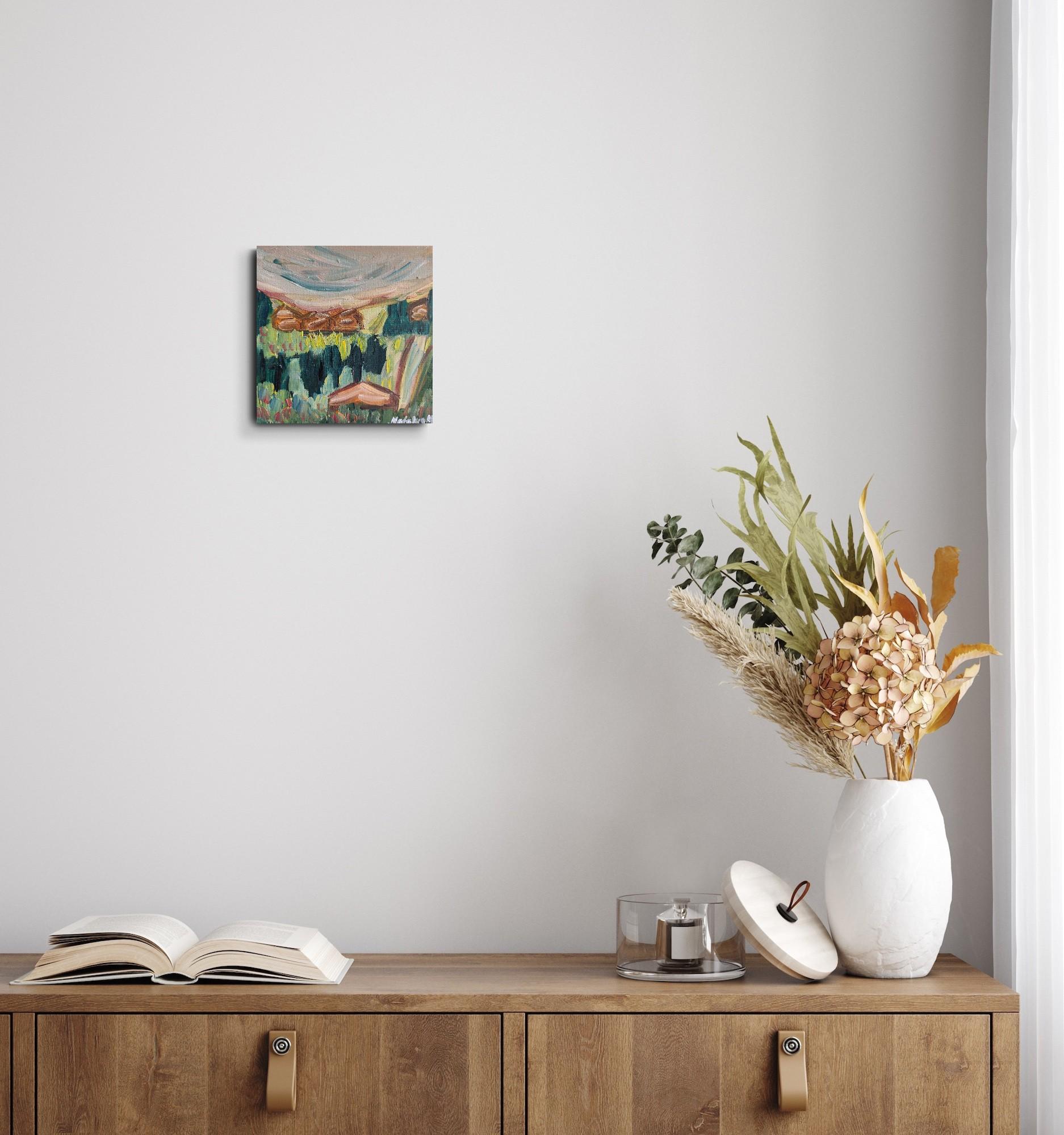 Quadro semi-astratto contemporaneo ad olio su tela 
