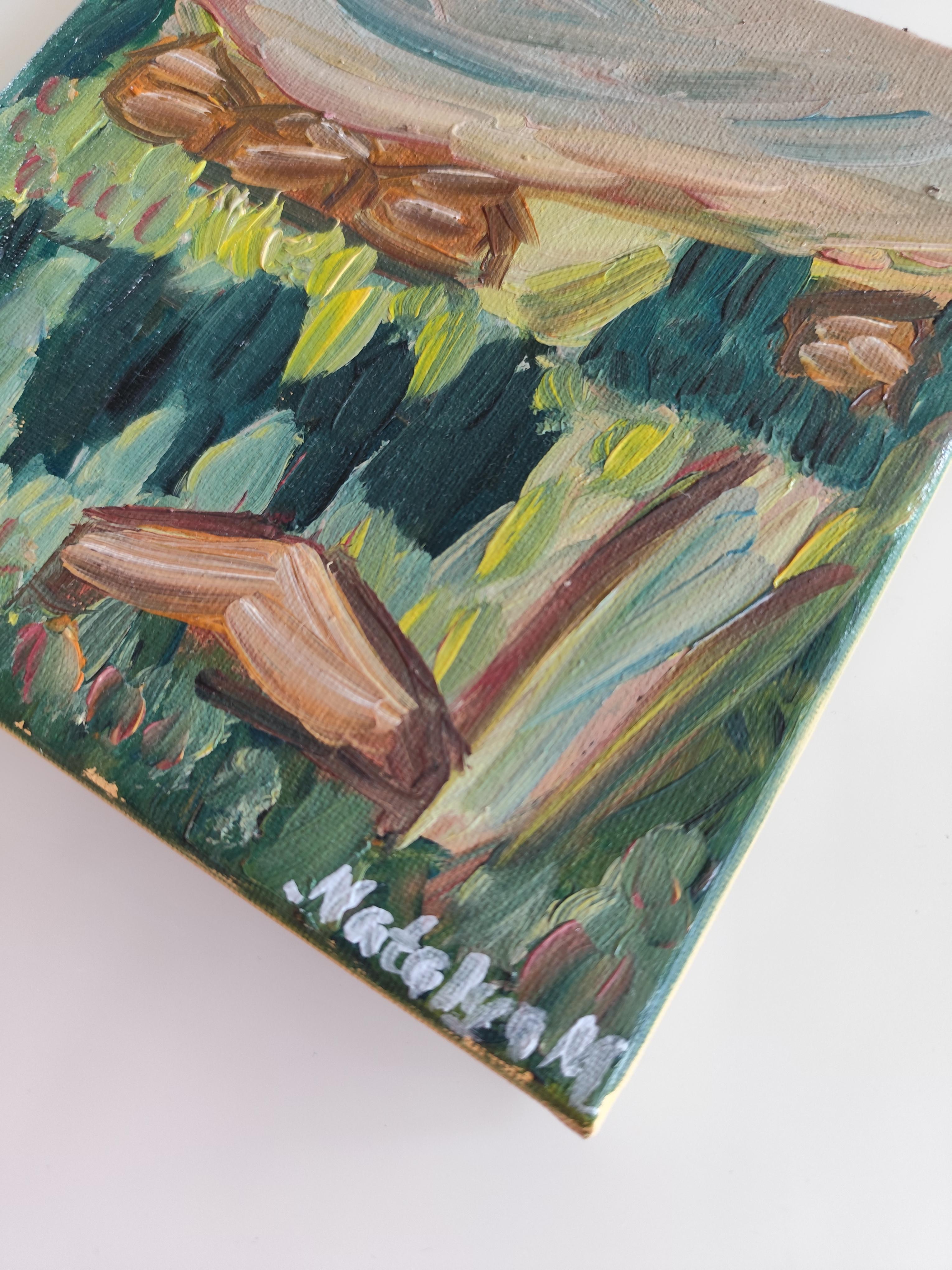 Quadro semi-astratto contemporaneo ad olio su tela 