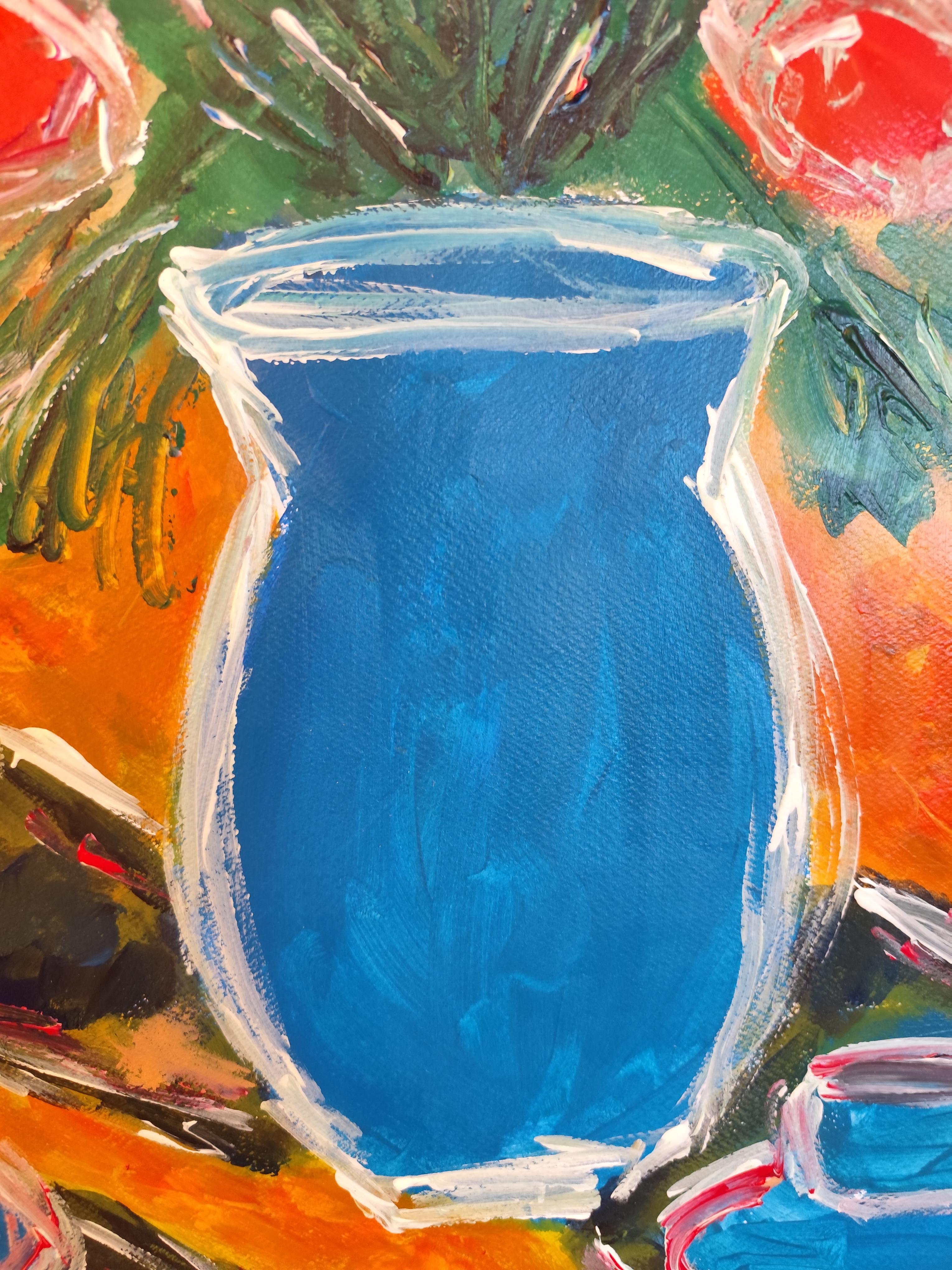 Contemporary still-life acrylic painting on paper 