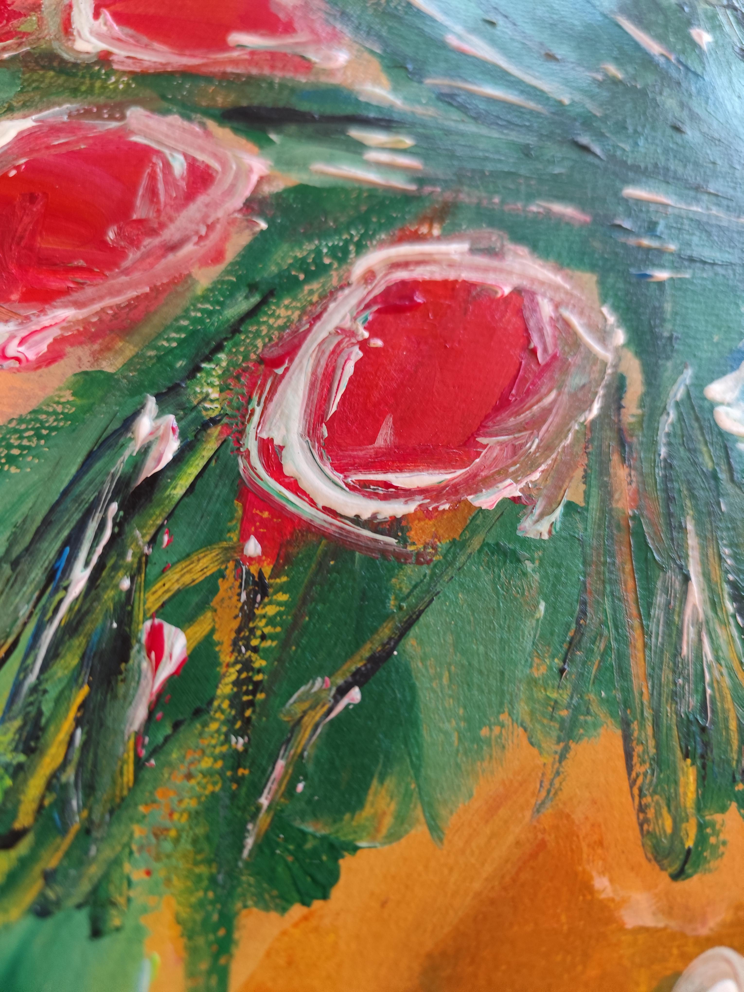 Contemporary still-life acrylic painting on paper 