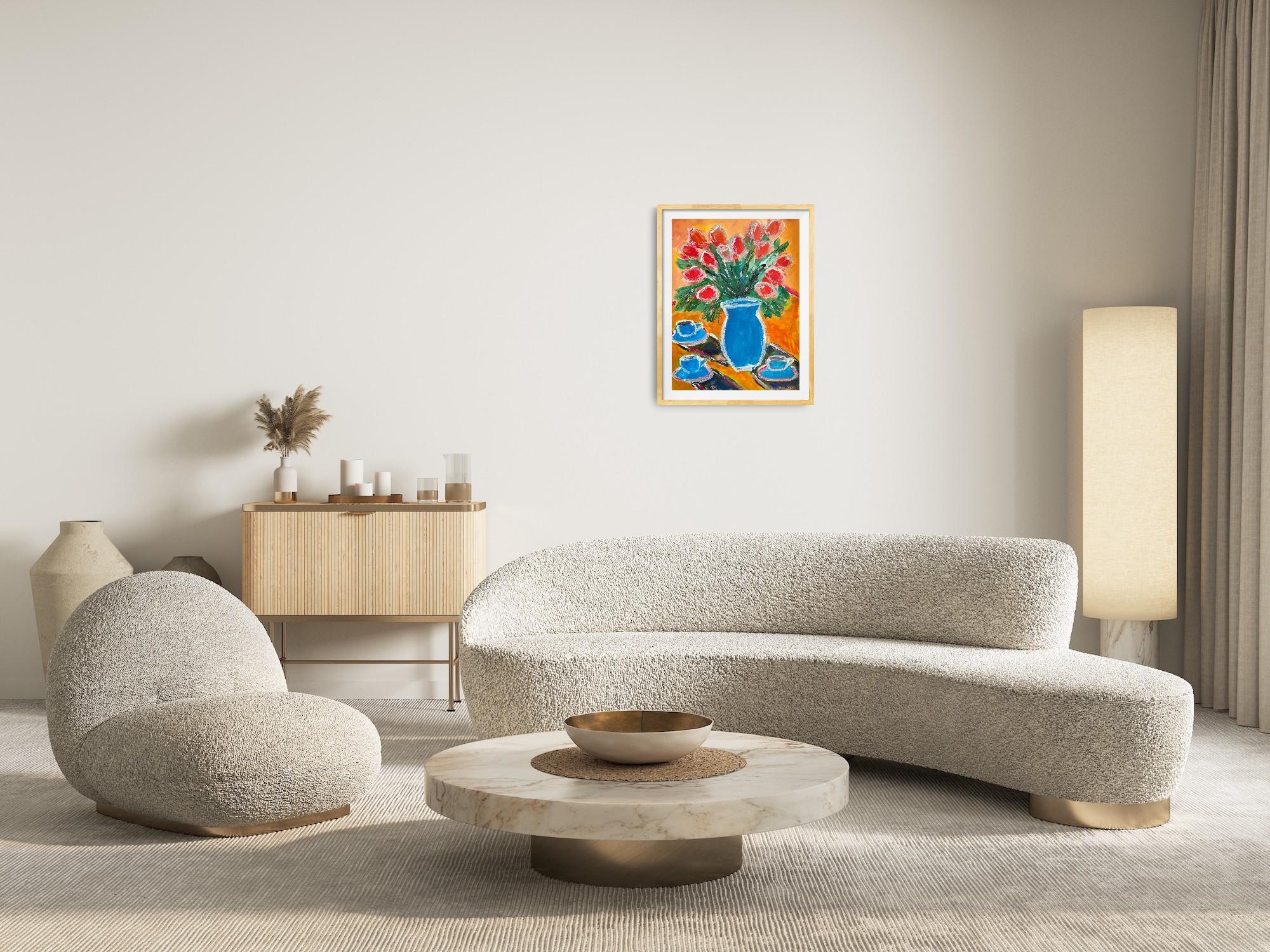 Contemporary still-life acrylic painting on paper 