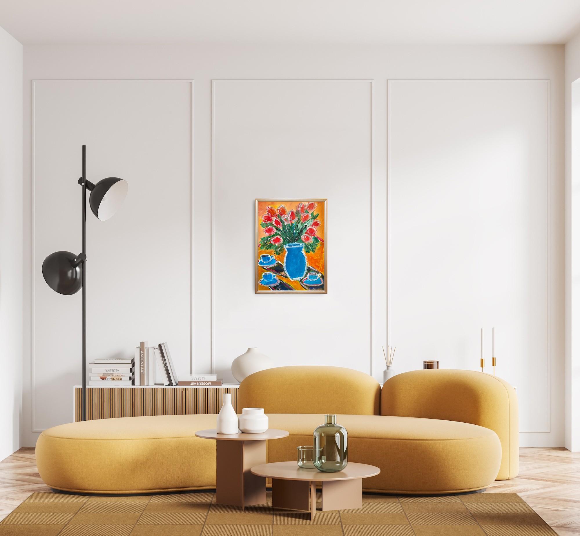Contemporary still-life acrylic painting on paper 