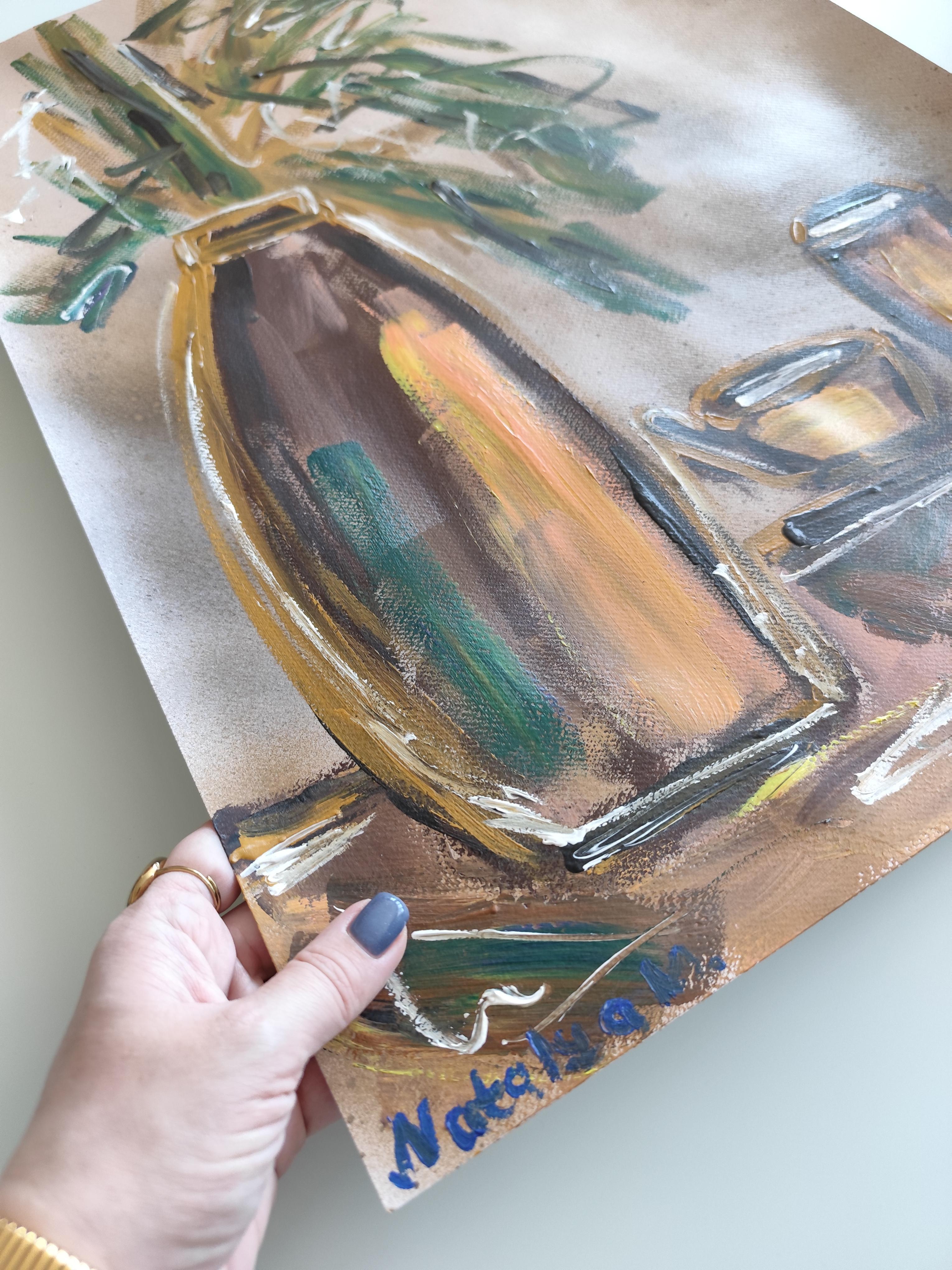 Contemporary still-life acrylic painting on paper 