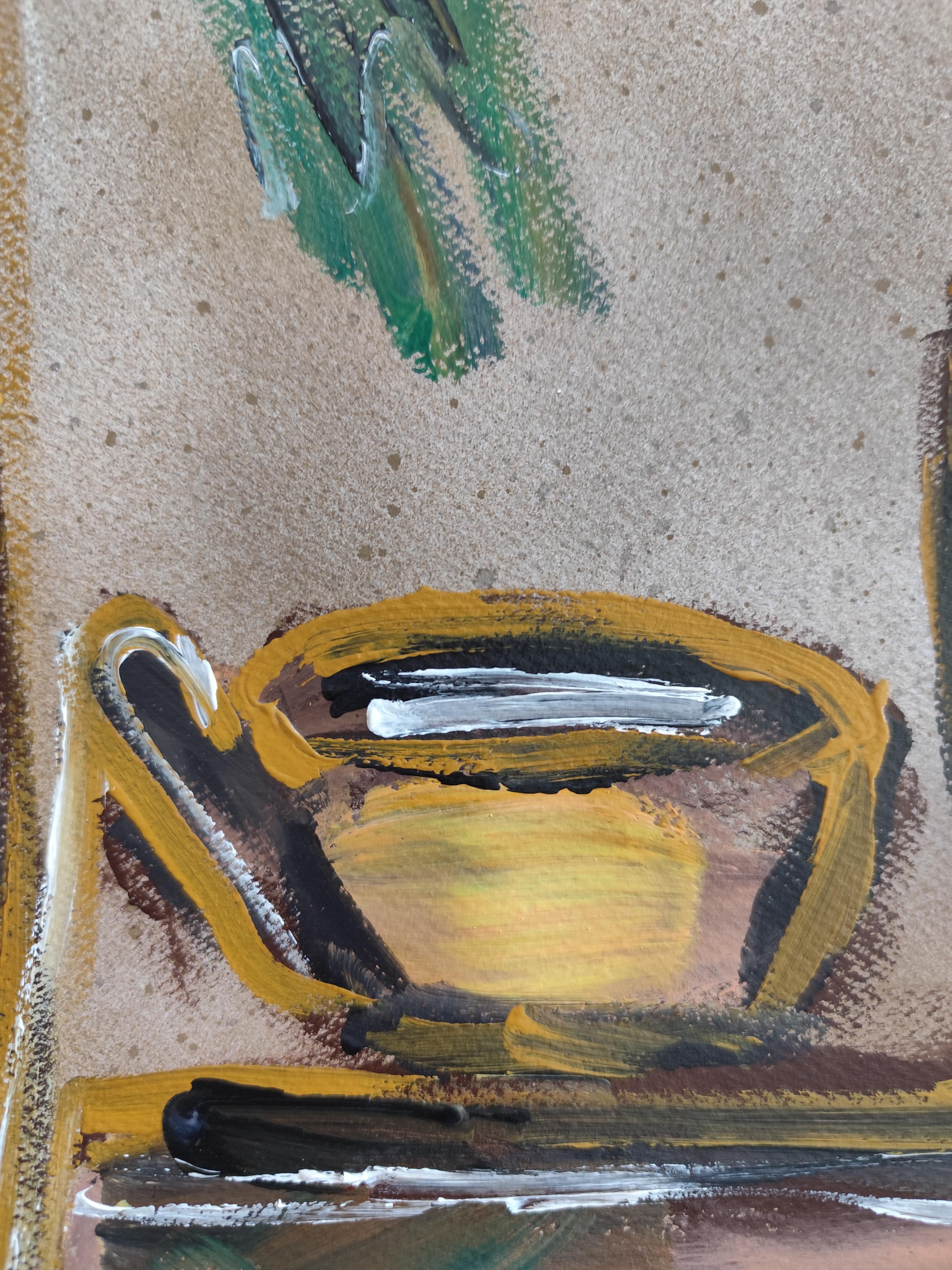Contemporary still-life acrylic painting on paper 