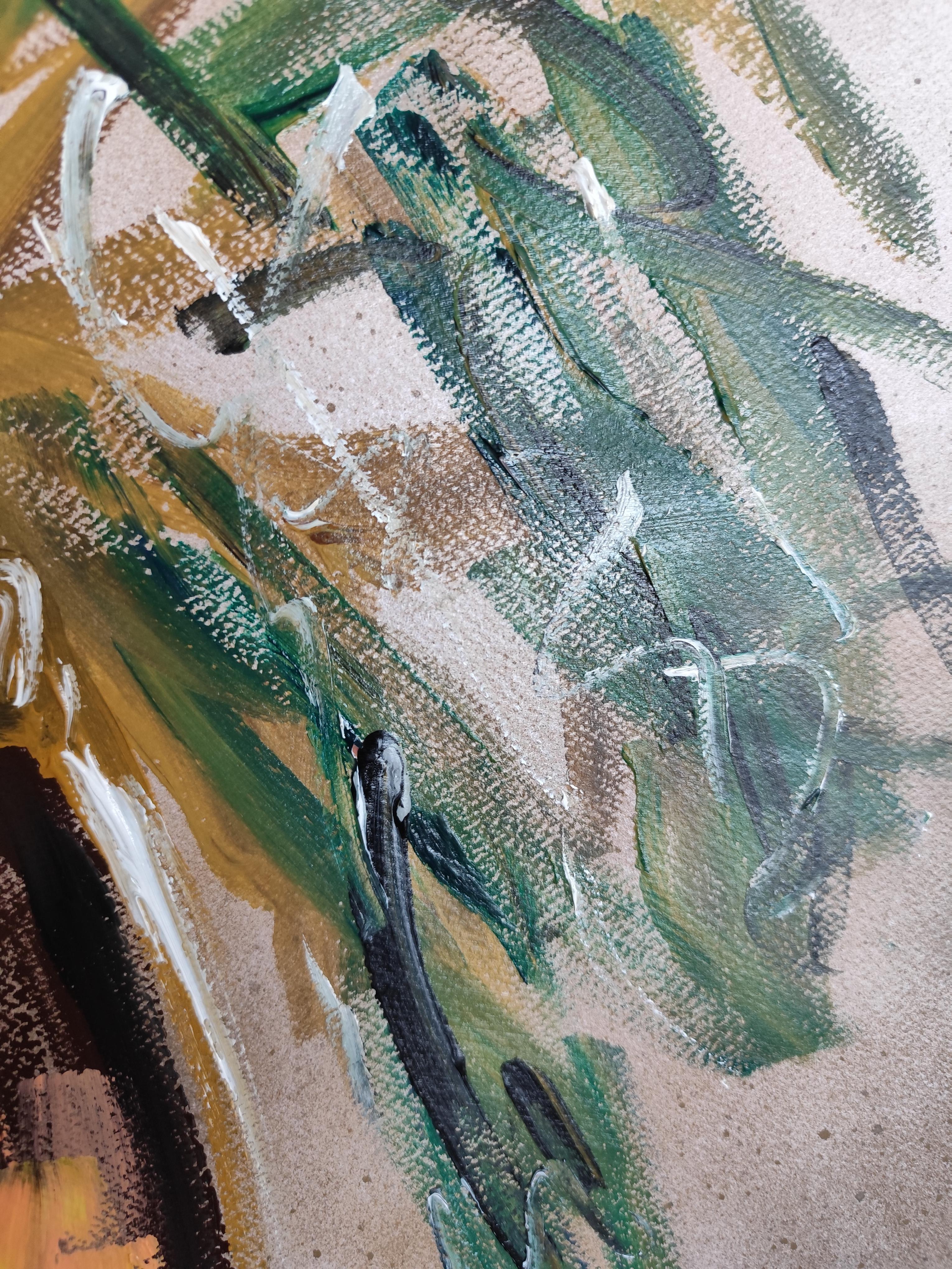 Contemporary still-life acrylic painting on paper 