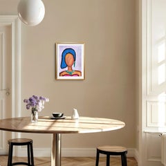 Contemporary vivid abstract figurative woman's faceless portrait "Emerald Grace"