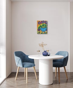 Quadro contemporaneo di natura morta e frutta su tela "Papaveri e mele".