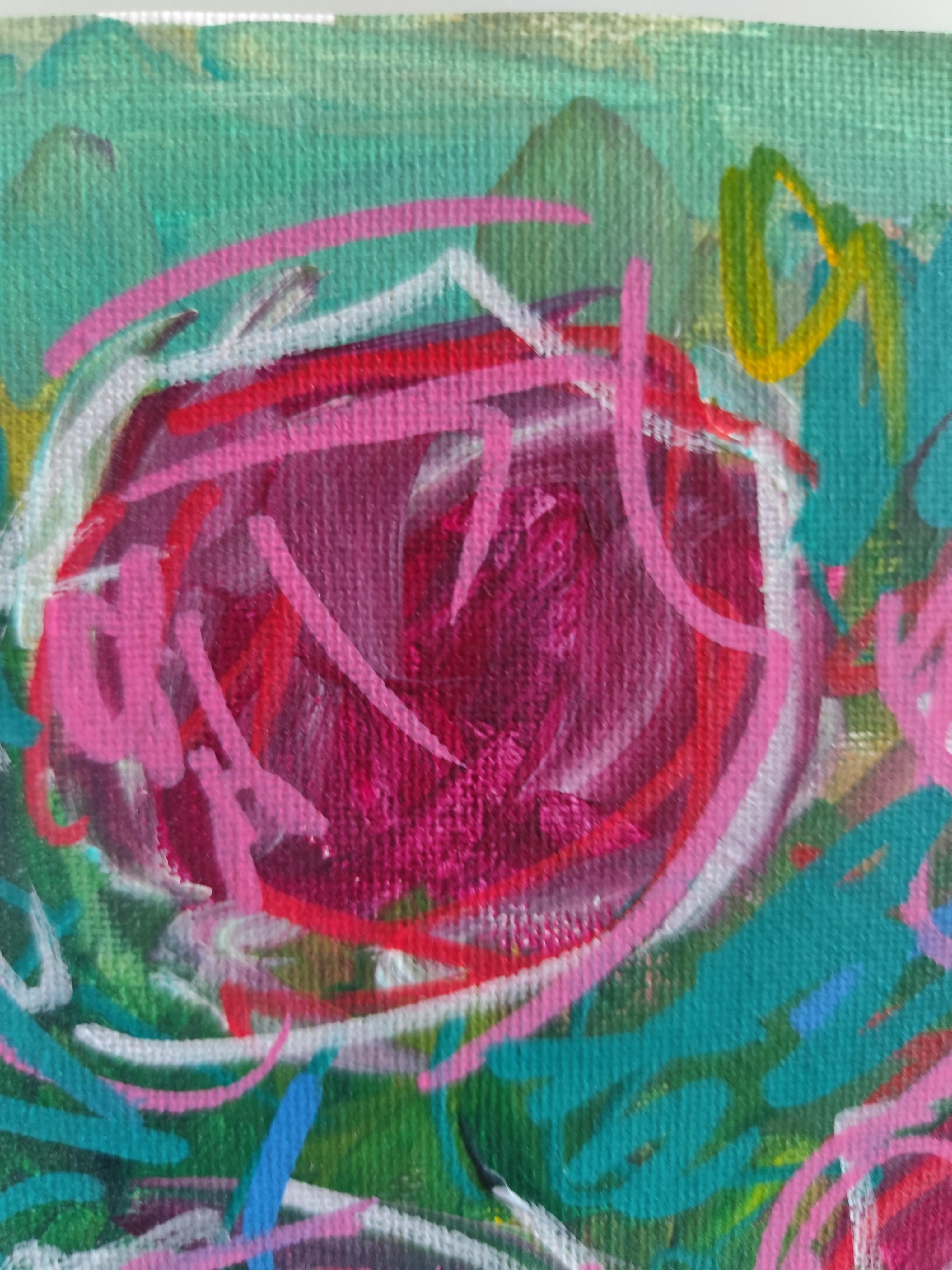 Contemporaryabstract expressionist floral painting  on canvas 