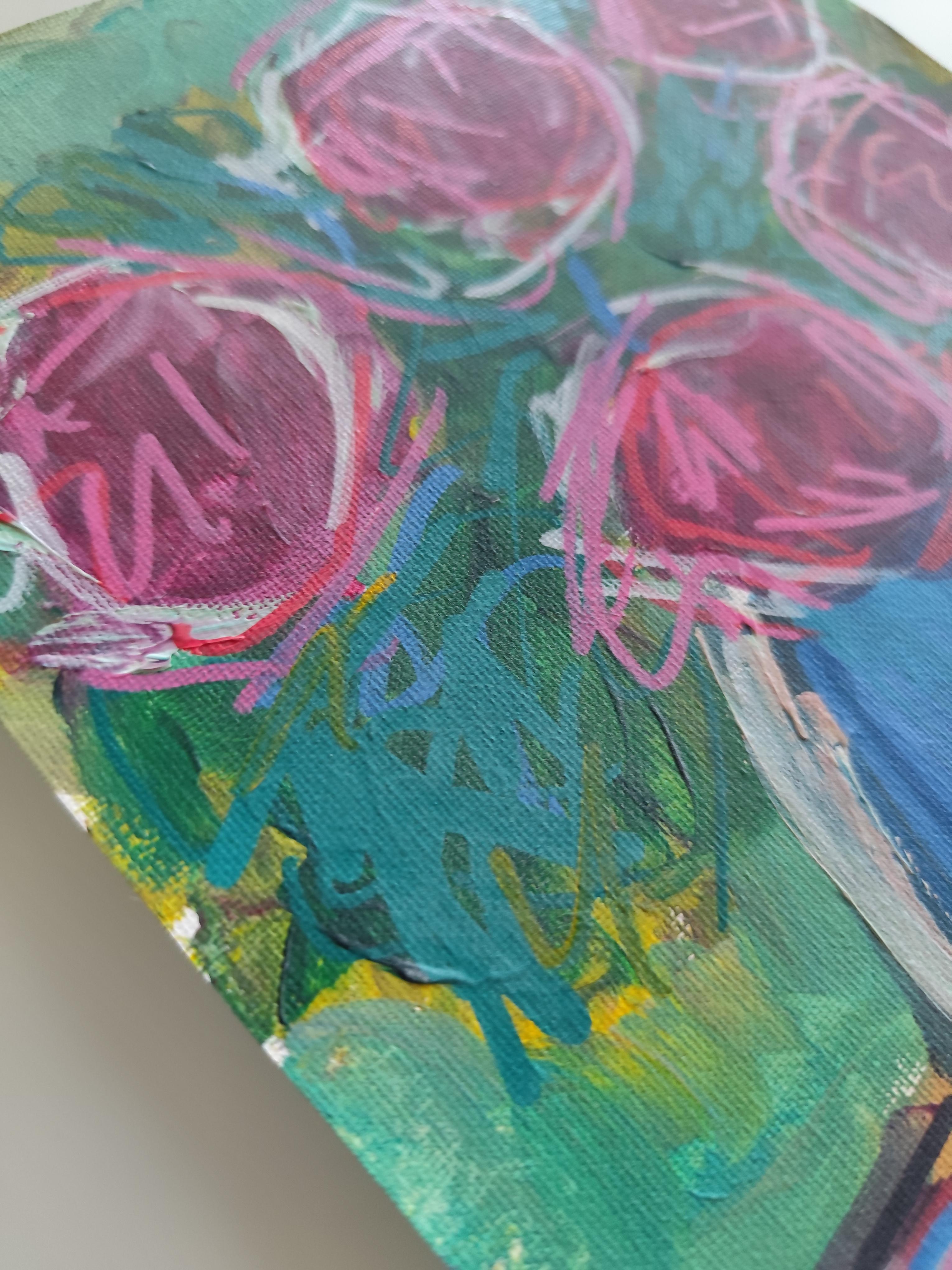 Contemporaryabstract expressionist floral painting  on canvas 