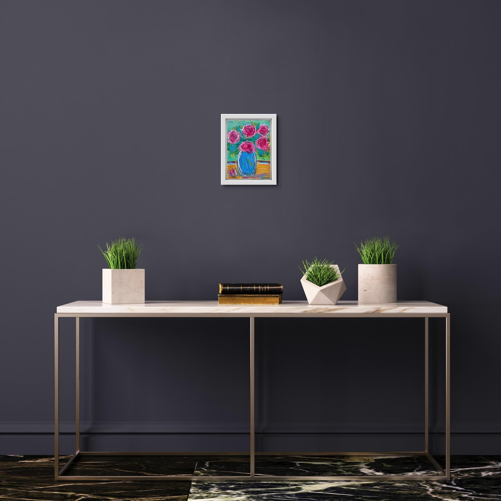 Contemporaryabstract expressionist floral painting  on canvas 