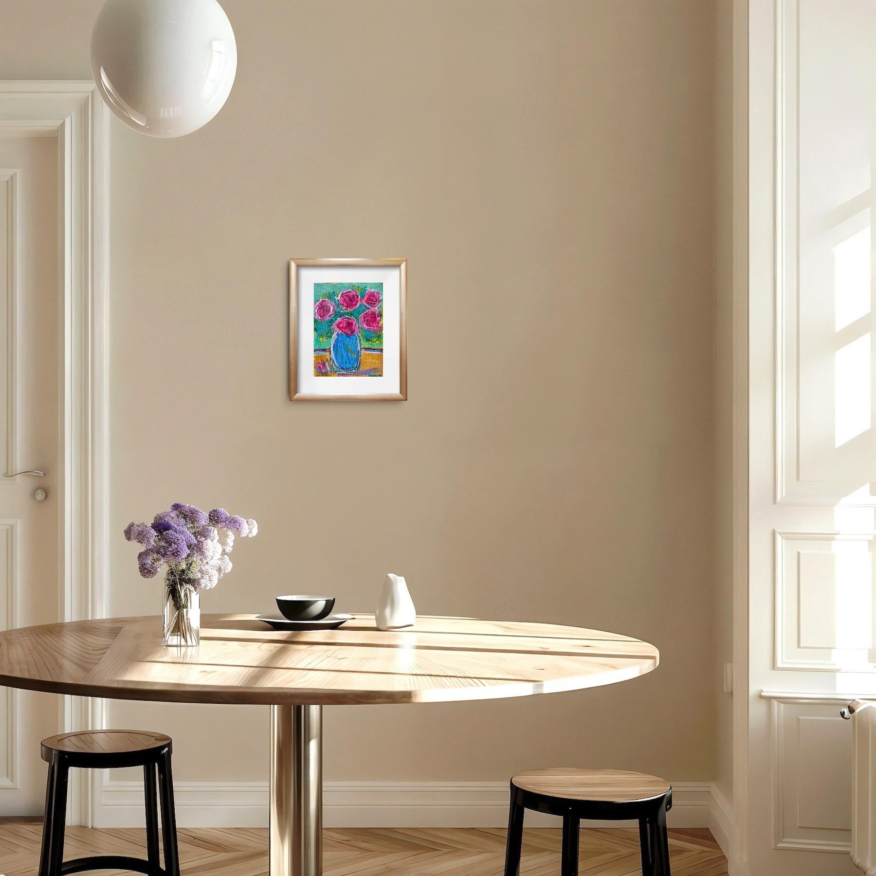 Contemporaryabstract expressionist floral painting  on canvas 