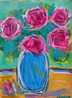 Pittura floreale contemporanea espressionista astratta  su tela "Accordo in fiore"