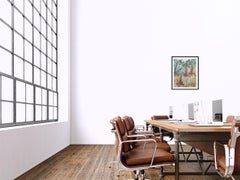 Peinture acrylique sur papier « Dance of trees » (Dance d'arbres) impressionniste abstraite nature forestière