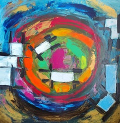 Pittura acrilica astratta contemporanea di grandi dimensioni su tela "Discovery".