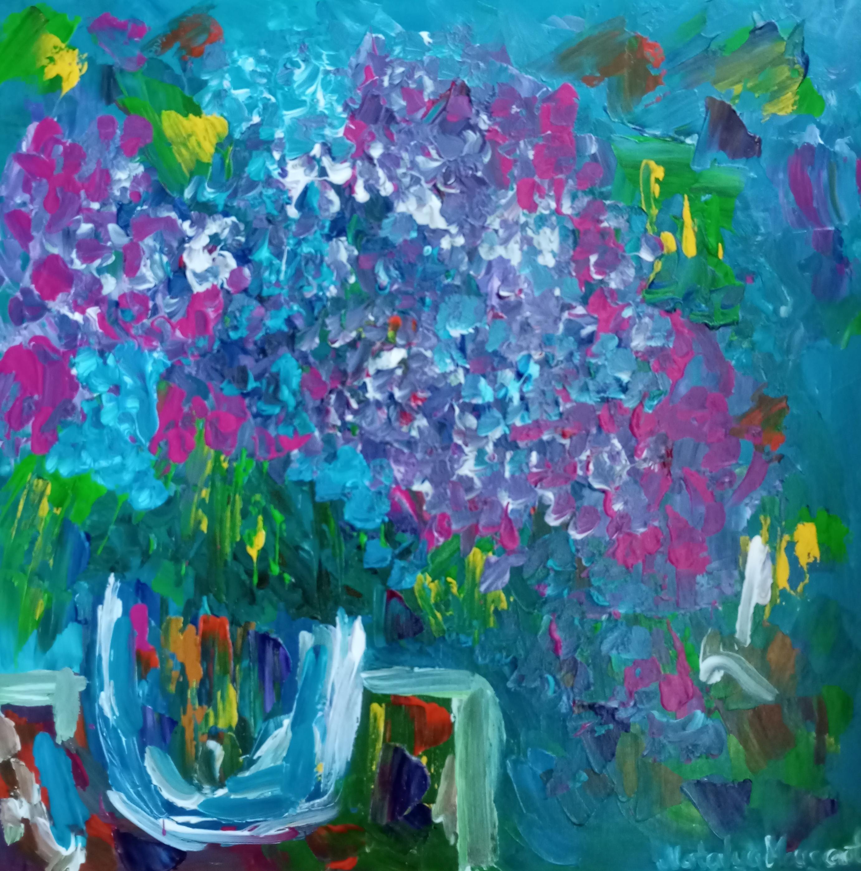 "Lillà in fiore" (arte floreale impressionista semi-astratta contemporanea)