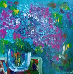 "Frühblühender Flieder" (zeitgenössische halb-abstrakte impressionistische Blumenkunst)