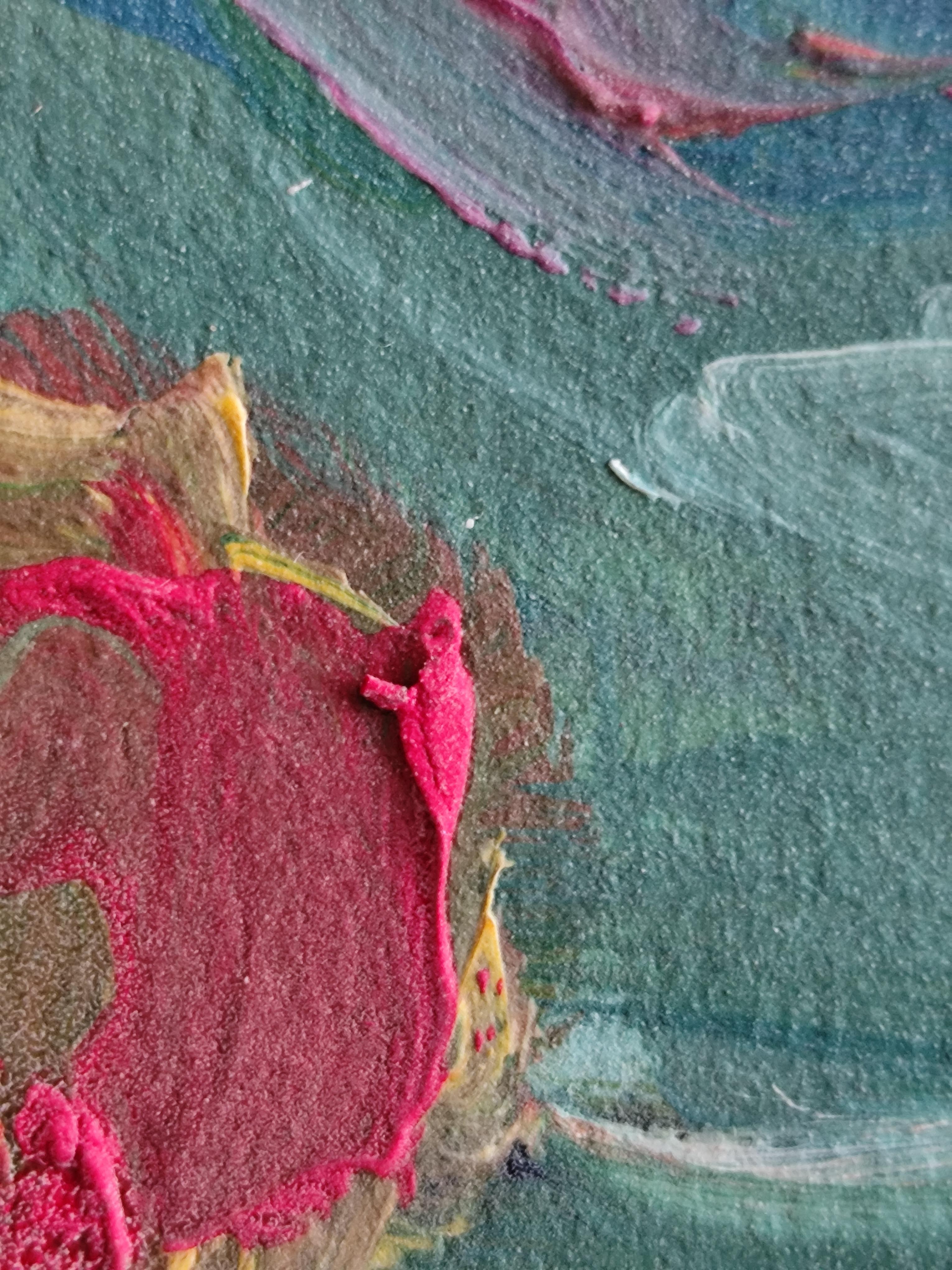Pequeño cuadro contemporáneo al óleo impresionista abstracto al borde del mar sobre papel en venta 10