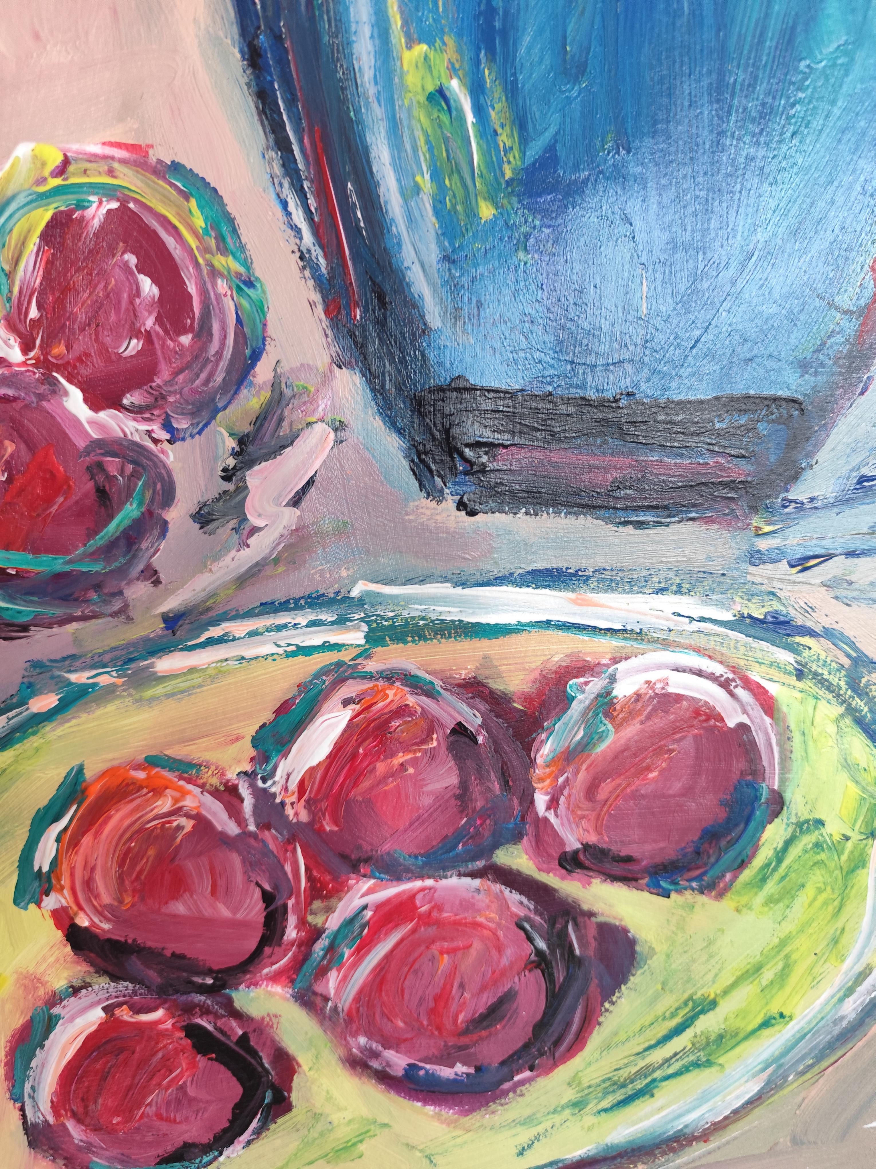 Expressionist impressionist still-life painting on paper 