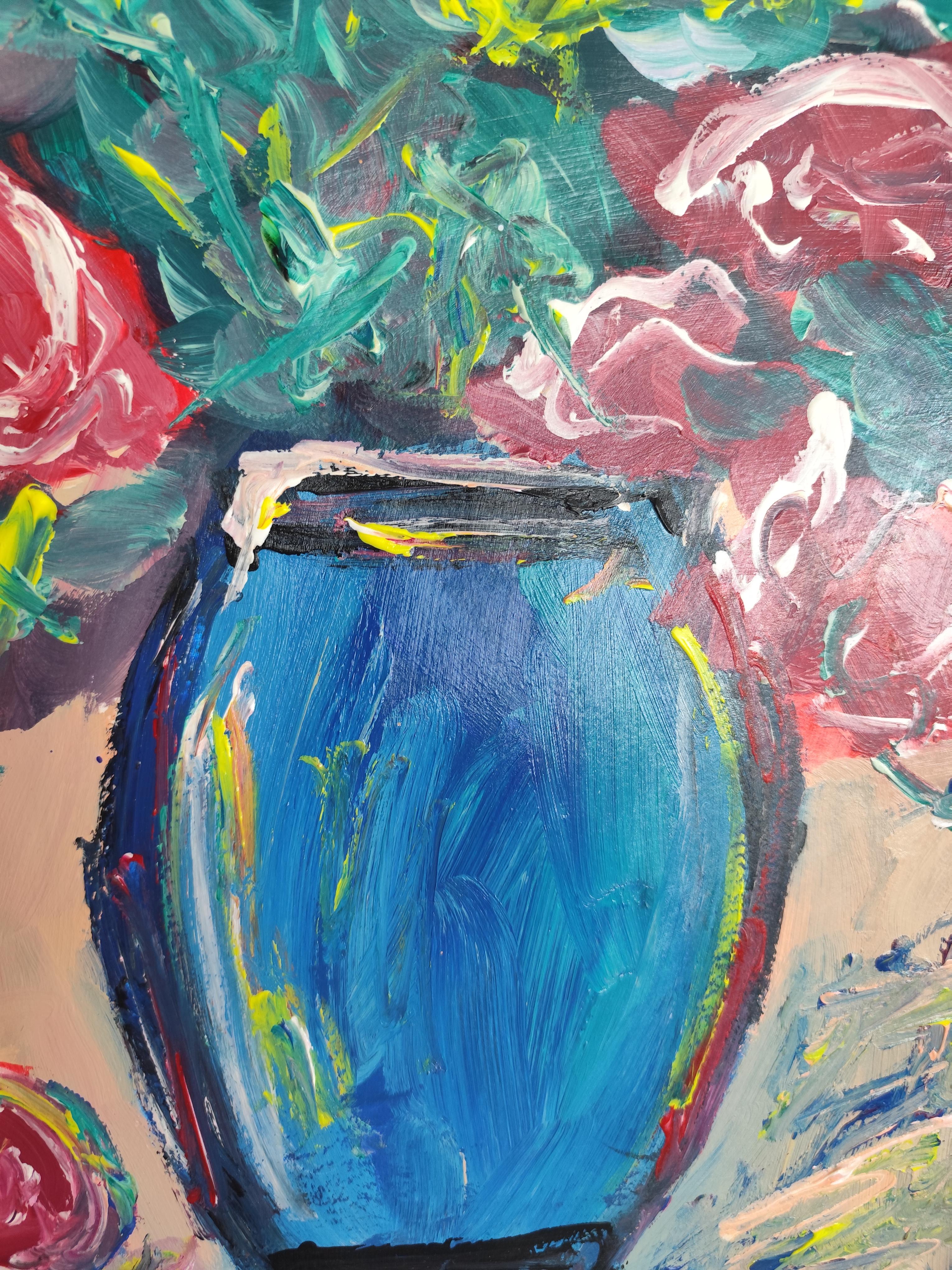 Expressionist impressionist still-life painting on paper 