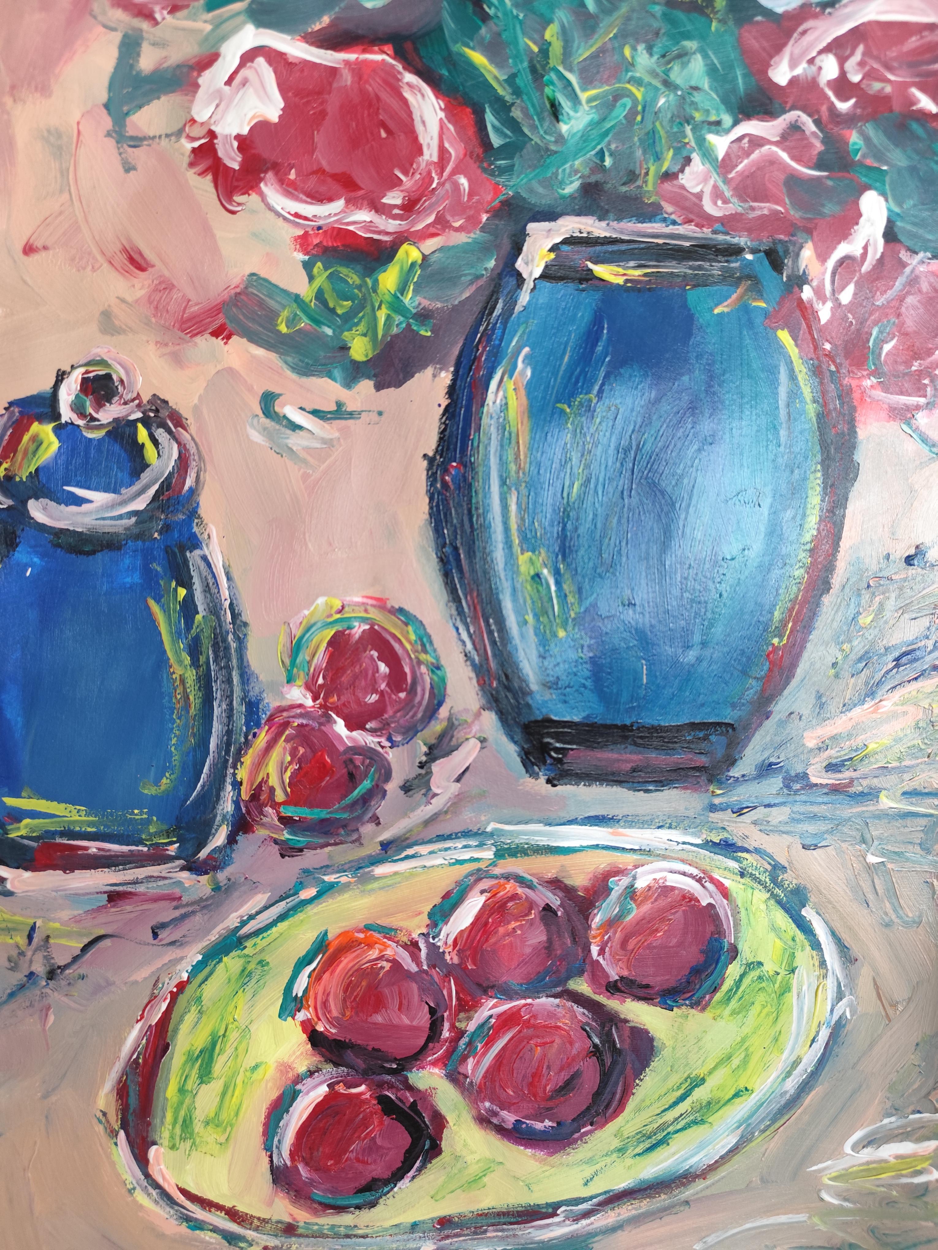 Expressionist impressionist still-life painting on paper 