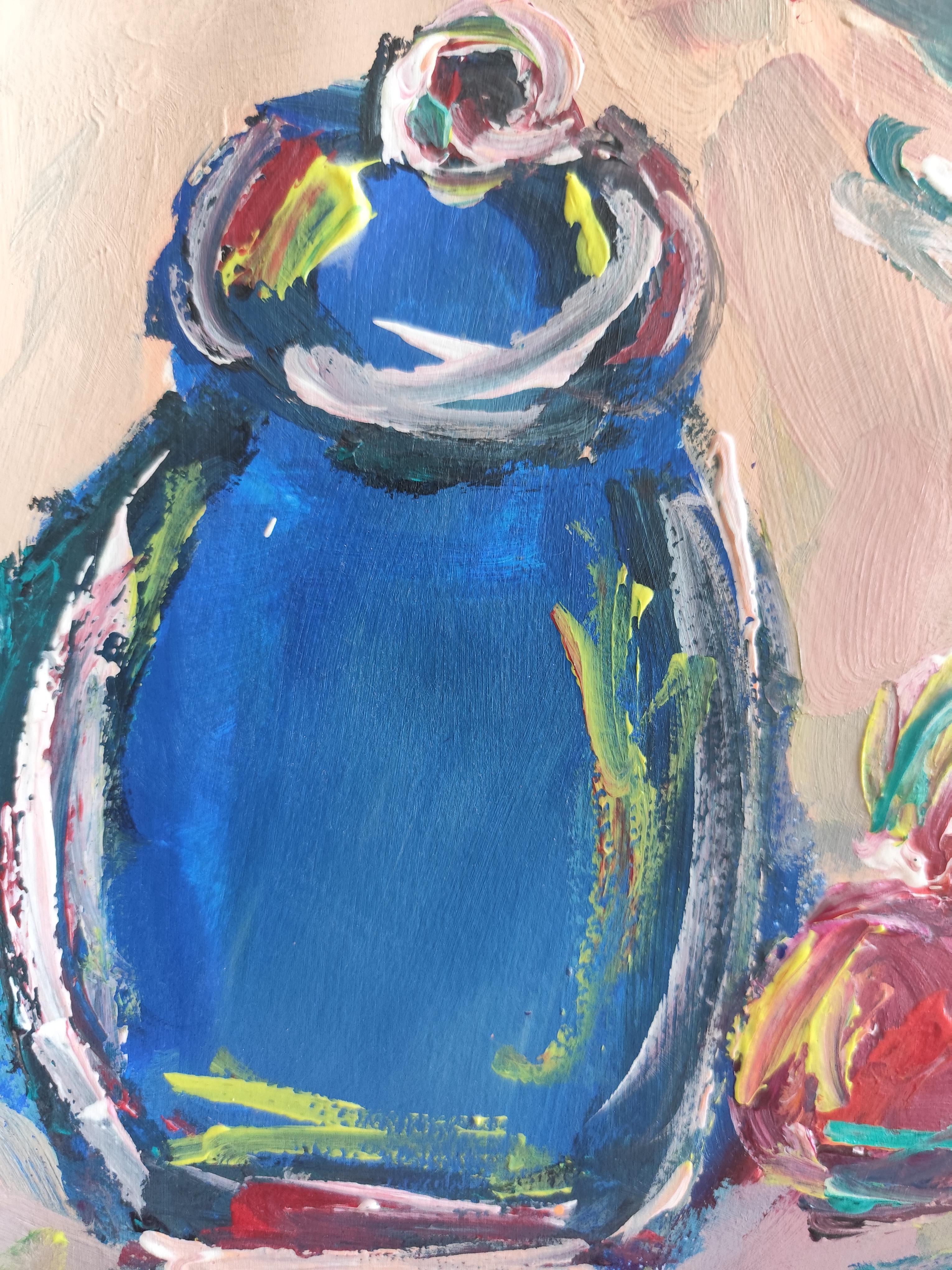 Expressionist impressionist still-life painting on paper 