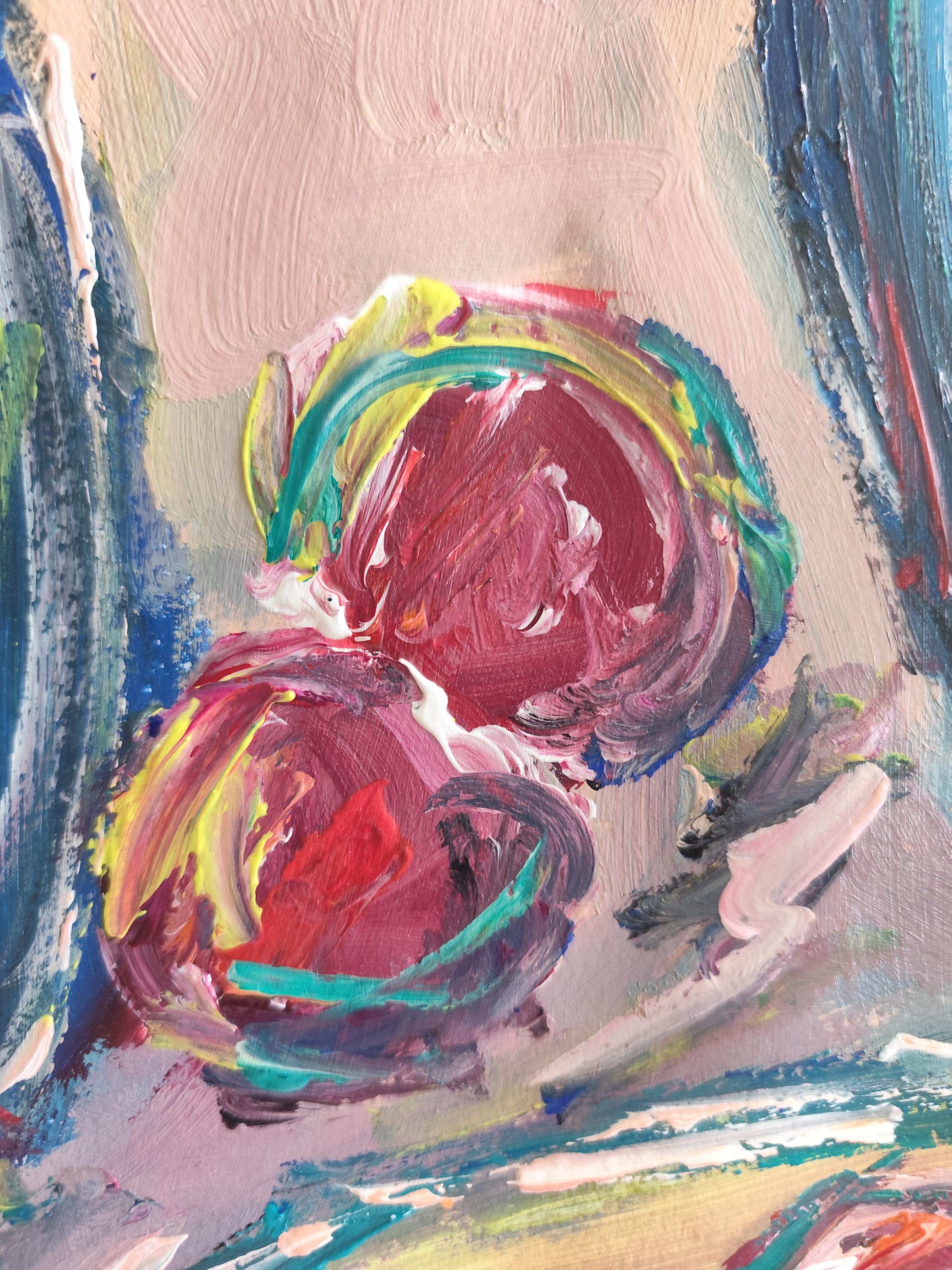 Expressionist impressionist still-life painting on paper 