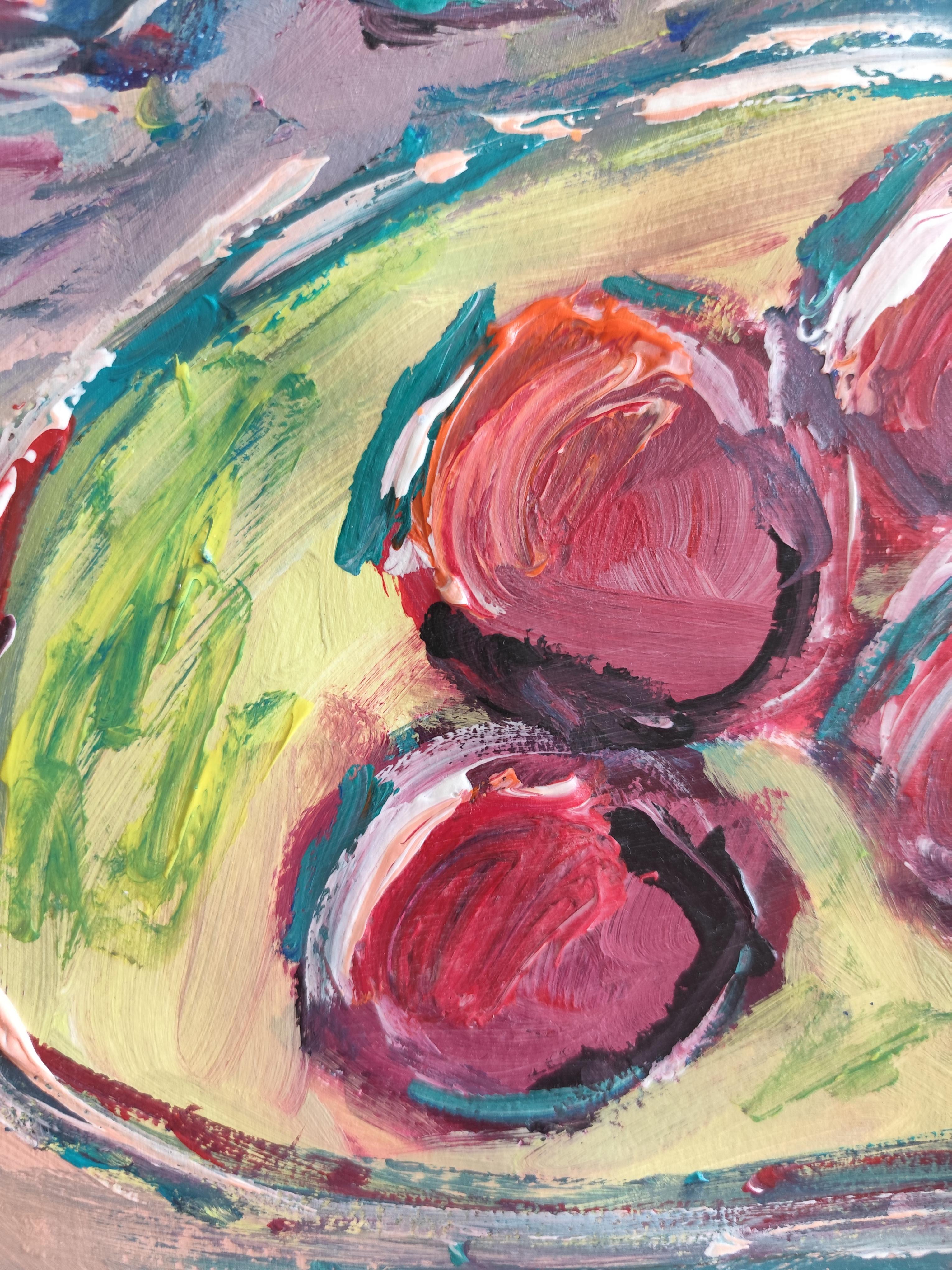 Expressionist impressionist still-life painting on paper 