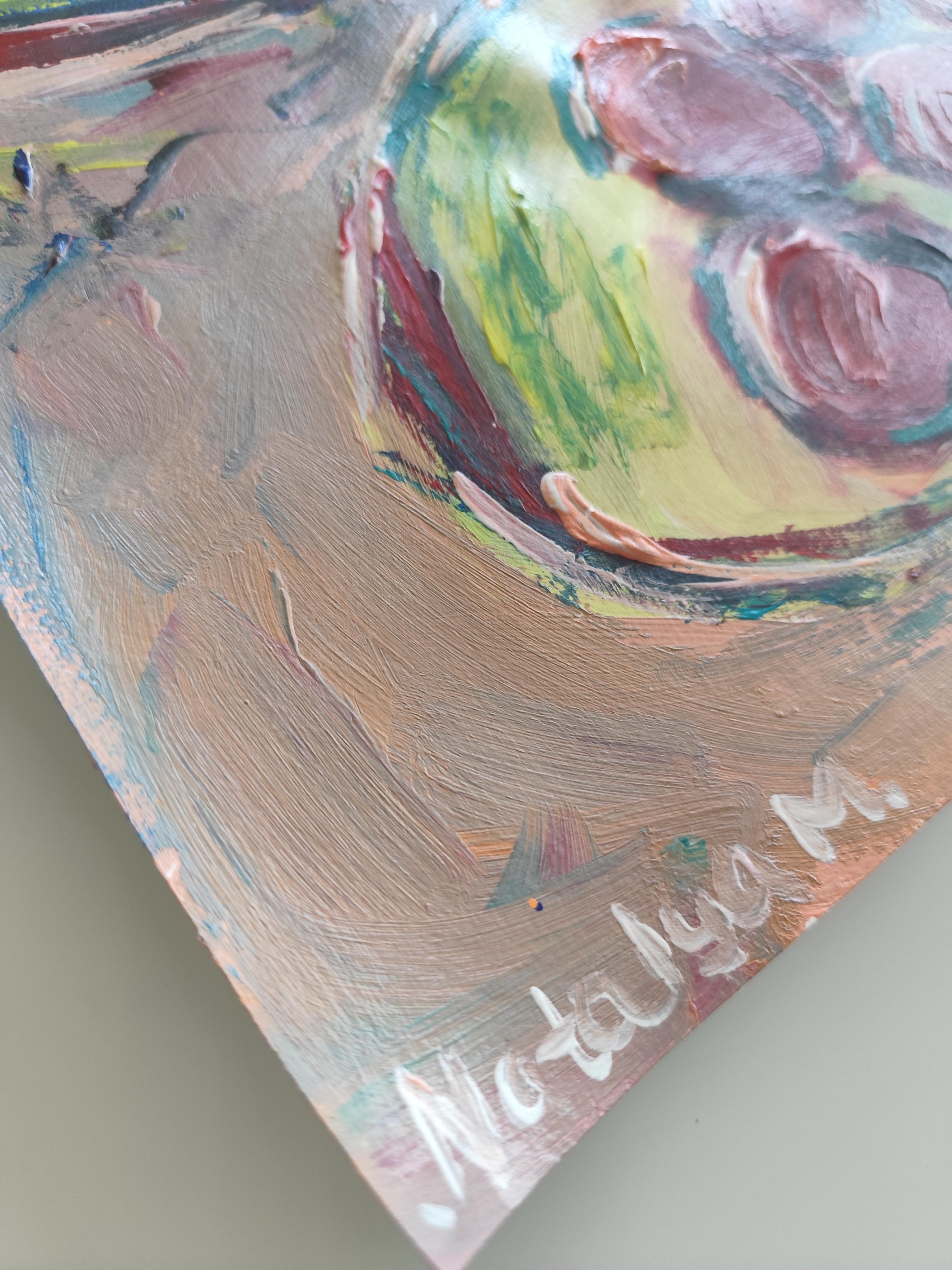 Expressionist impressionist still-life painting on paper 