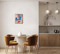 Expressionist impressionist still-life painting on paper "Apples and roses"