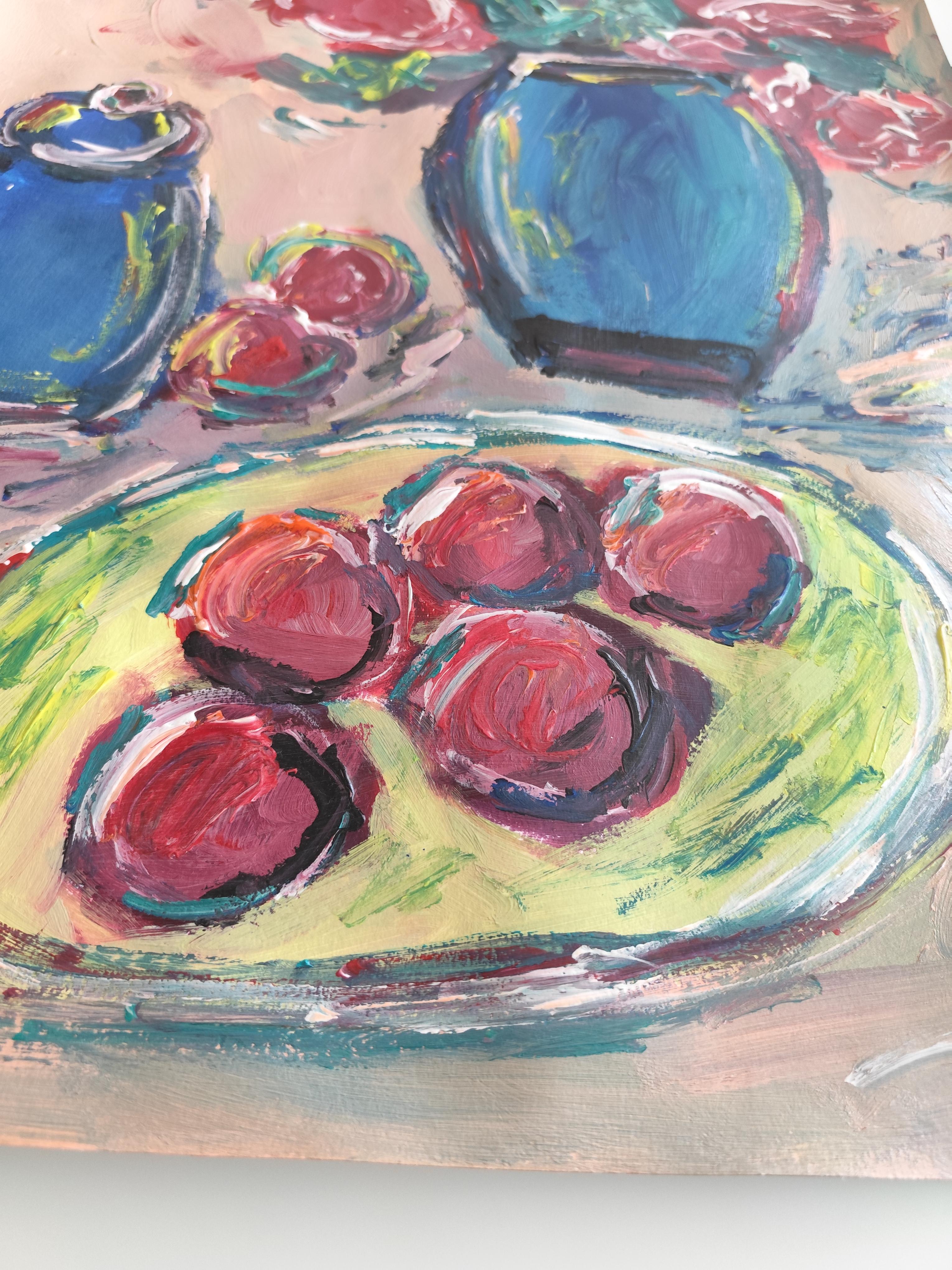 Expressionist impressionist still-life painting on paper 